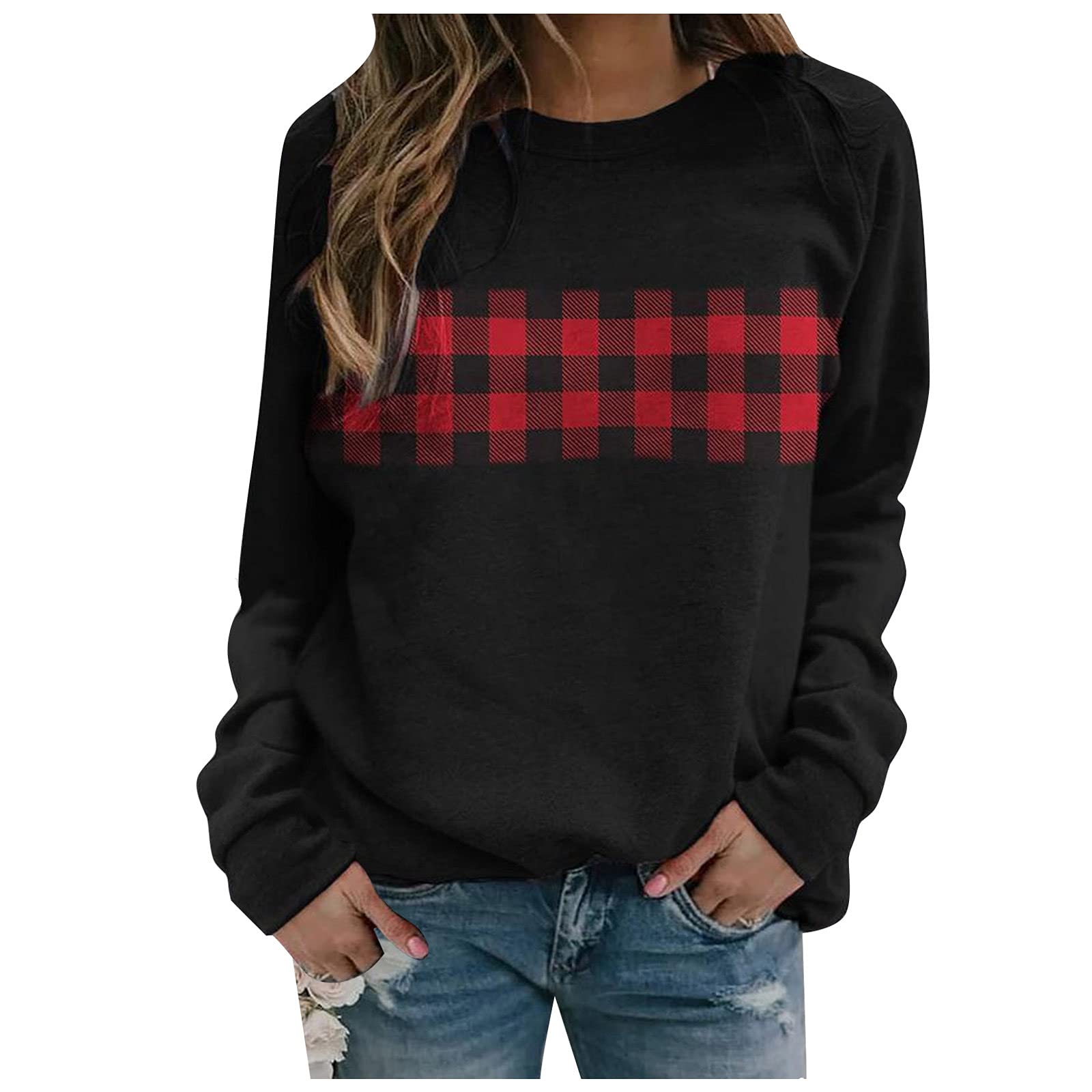 Tophoopp Women's Long Sleeve Tunic Tops - Christmas Snowman Print Round Neck Sweatshirt for Casual Wear, Holiday Parties & Winter Outfits