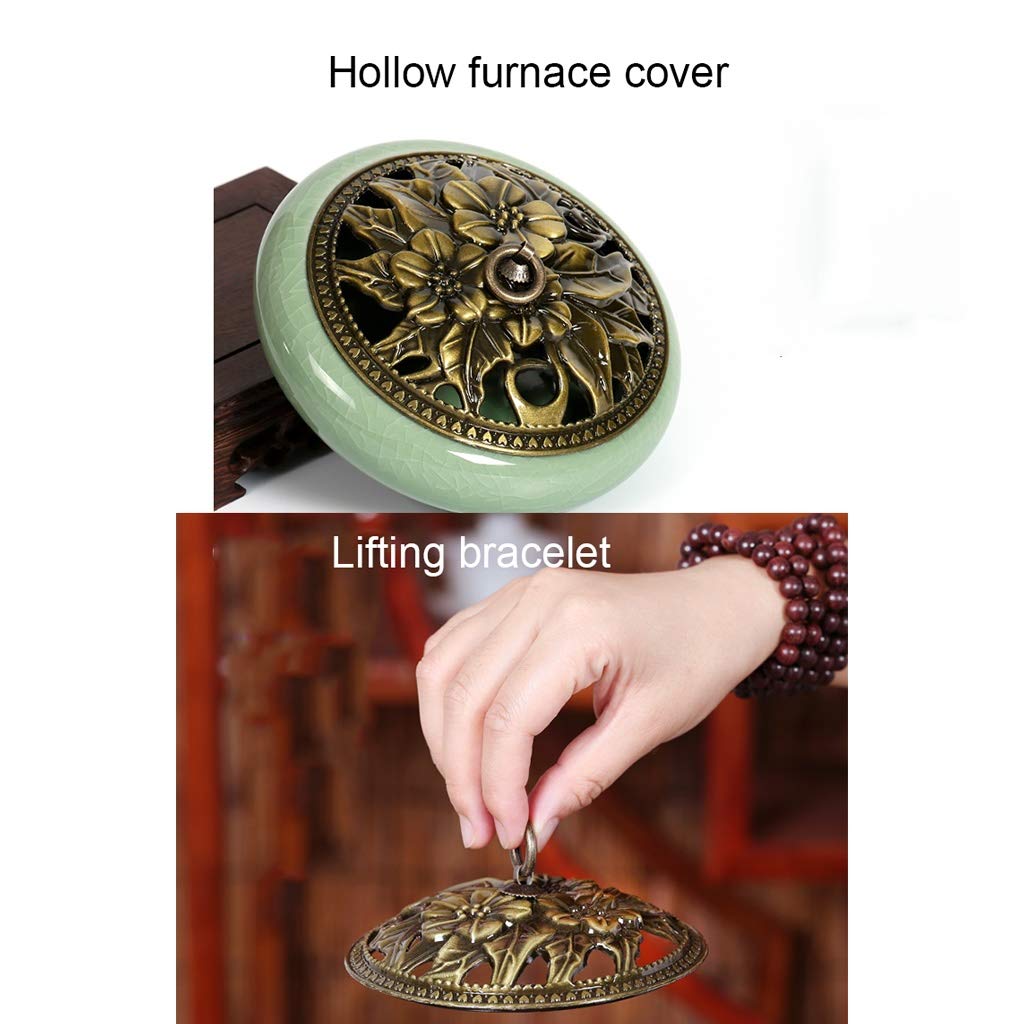 Premium Ceramic Mosquito Coil Tray - Indoor/Outdoor Mosquito Repellent Incense Burner Holder for 2/4/6 Hour Coils, Tower Incense & Sticks - Elegant Celadon Design for Home, Patio, Camping & Travel Use