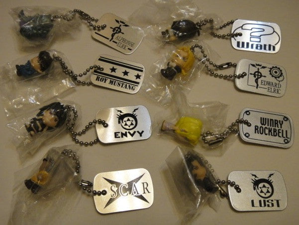 Bandai Fullmetal Alchemist 8-Piece Metal Swing Mascot Charm Set - Anime Keychain Collection for Backpacks, Cosplay & Gift Giving