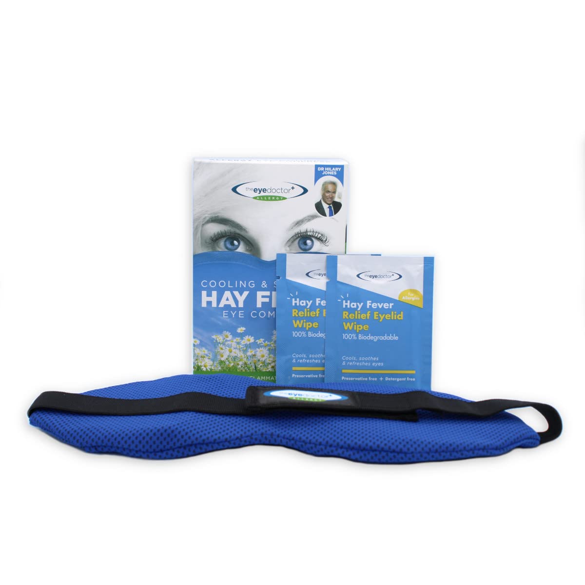 Reusable Cold Eye Compress & 20 Disposable Eye Wipes for Allergy Relief - Soothe Itchy, Watery Eyes, Headaches & Migraines - Cooling Therapy for Hay Fever & Eye Inflammation - Perfect for Home, Office & Travel Use