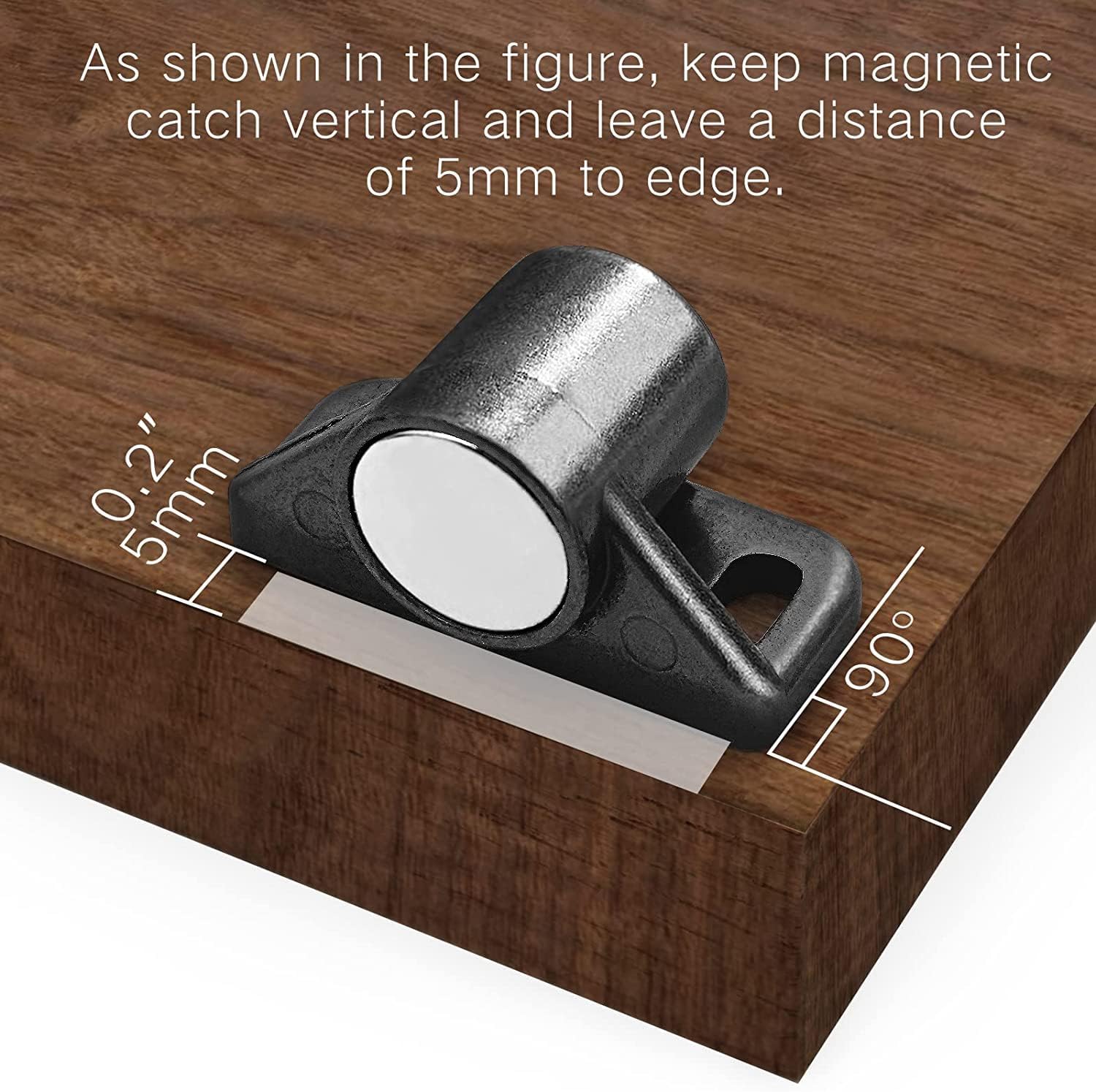 4 Pack Neodymium Magnetic Cabinet Door Catch - Heavy Duty Gun Metal Finish for Kitchen Cabinets, Wardrobes & Furniture (Secure Door Holders)