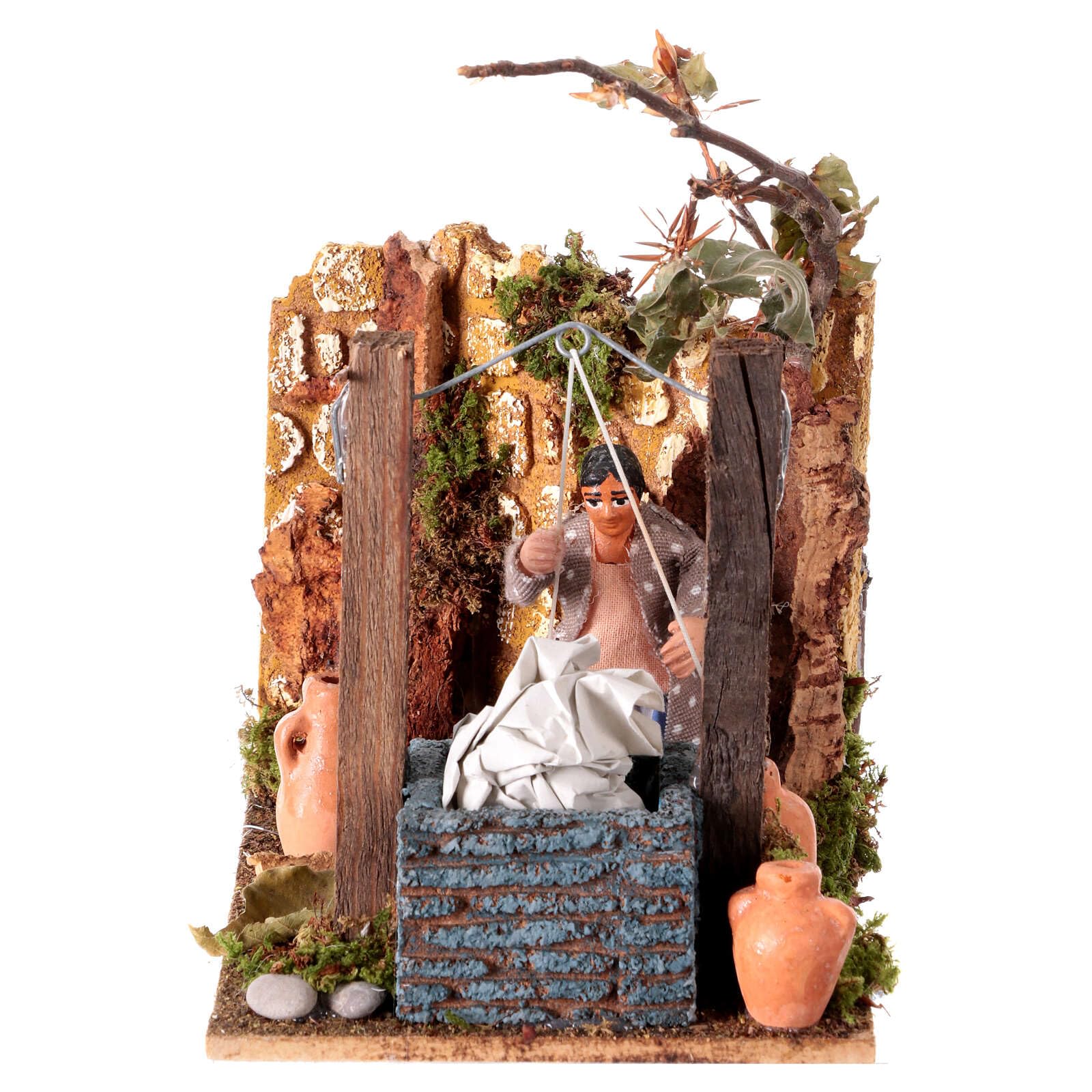 Handcrafted 8cm Moving Figurine - Woman at The Well for Neapolitan Nativity Scene | Perfect Christmas Decoration & Italian Crib Display