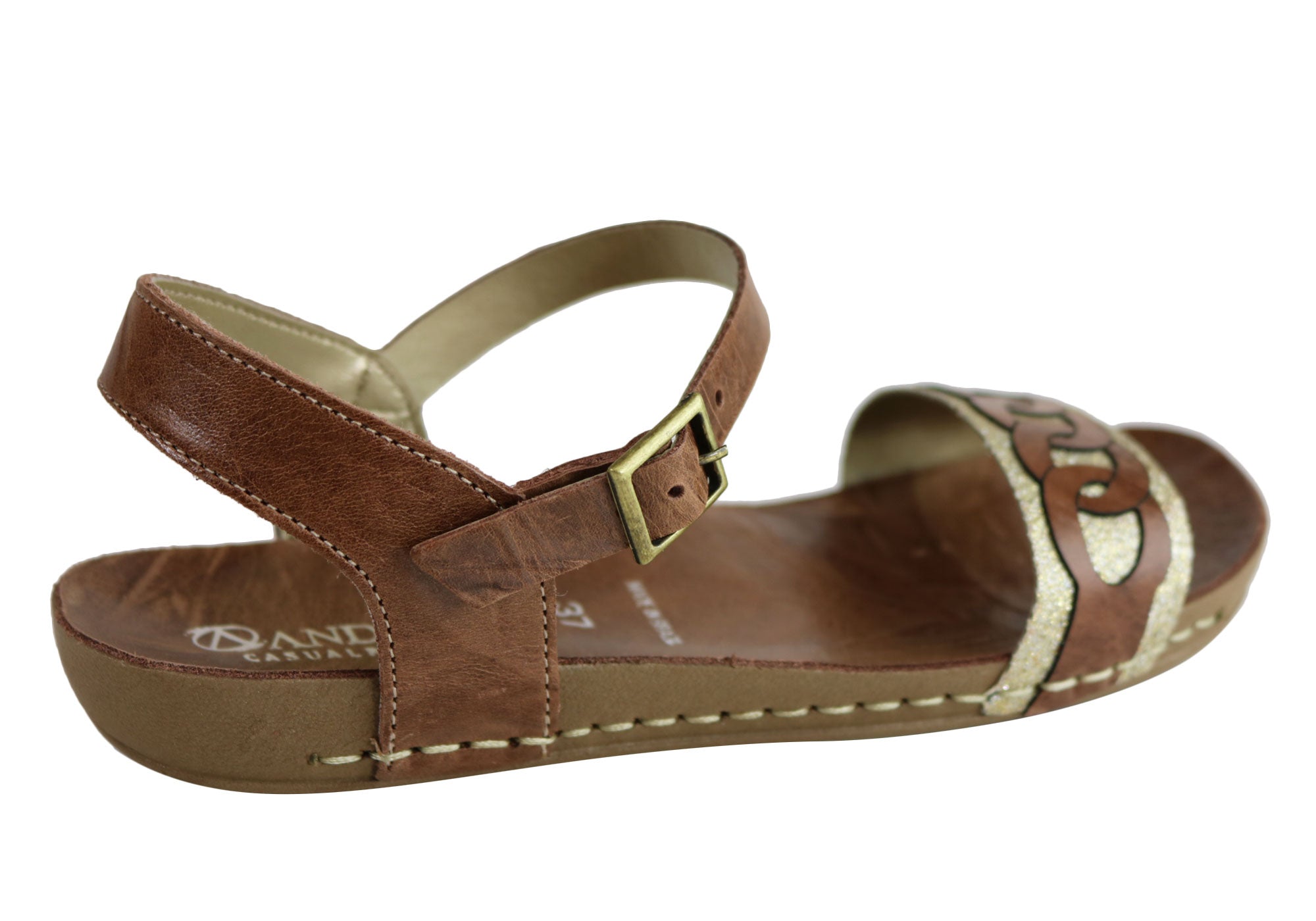 Andacco Corrie Women's Comfortable Leather Flat Sandals - Handmade in Brazil - Perfect for Summer, Beach & Casual Outings