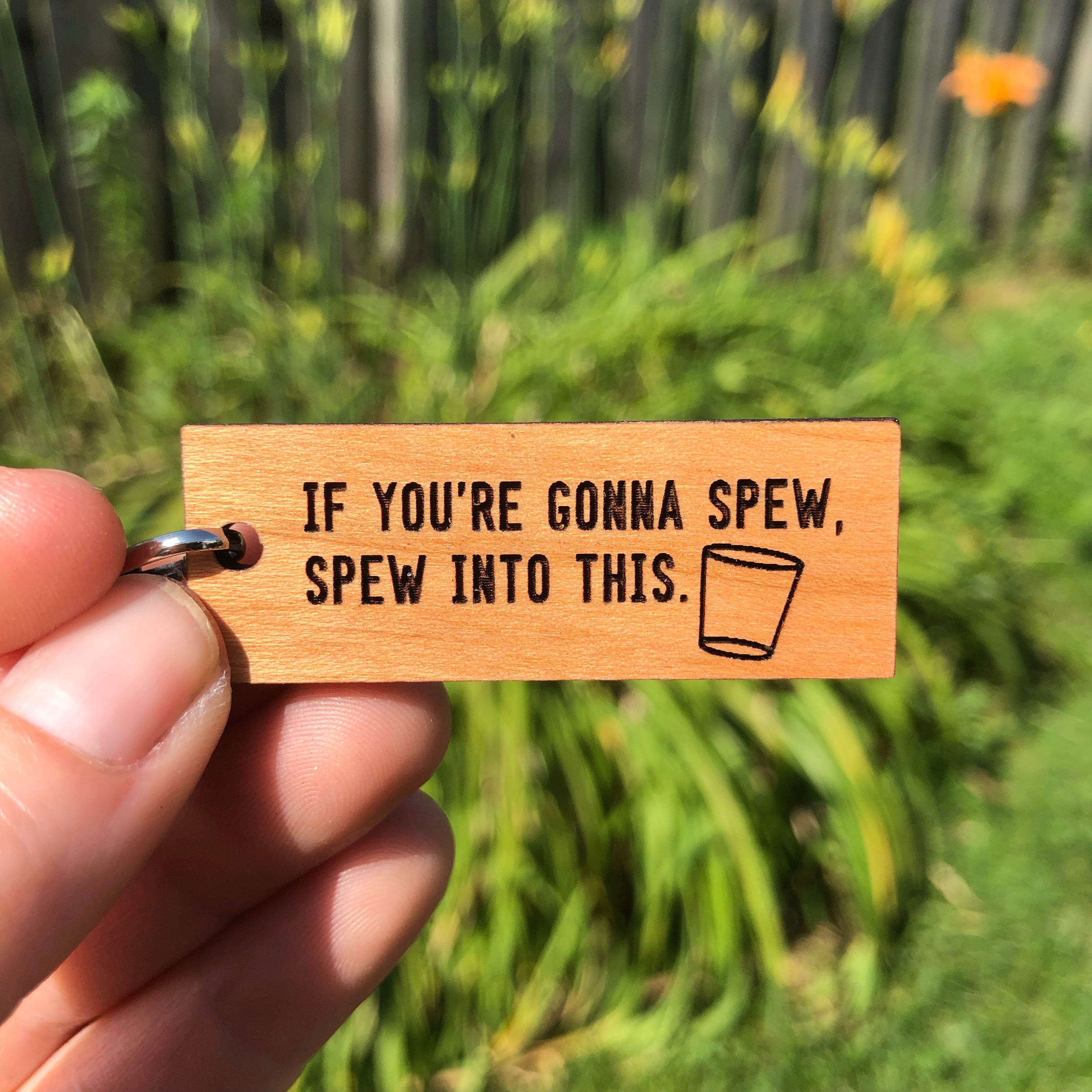 Wayne's World Movie Quote Keychain - 'If You're Gonna Spew, Spew Into This' - Funny Novelty Gift for Fans, Party Favors & Pop Culture Collectibles