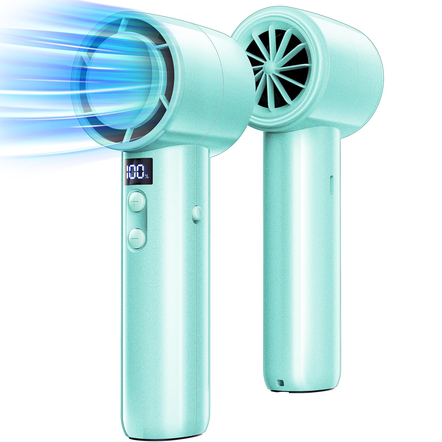 Rechargeable Cordless Desk Fan - USB Powered Battery Operated Fan with 70ft Strong Airflow, Ultra Quiet Personal Fan with LED Light & 360° Rotation - Perfect for Bedroom, Home Office, Outdoor Camping & Travel (Green)