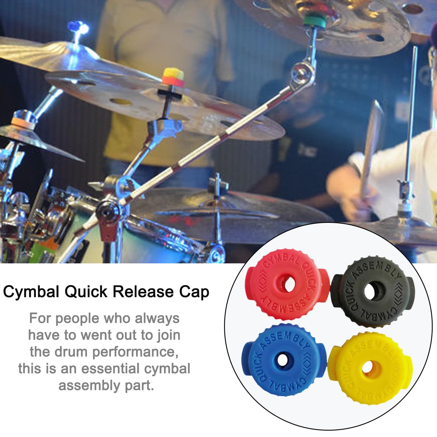 Quick-Set Plastic Drum Cymbal Nuts & Caps - Blue Percussion Hardware Accessories for Drum Kits | Perfect for Live Performances & Studio Recordings