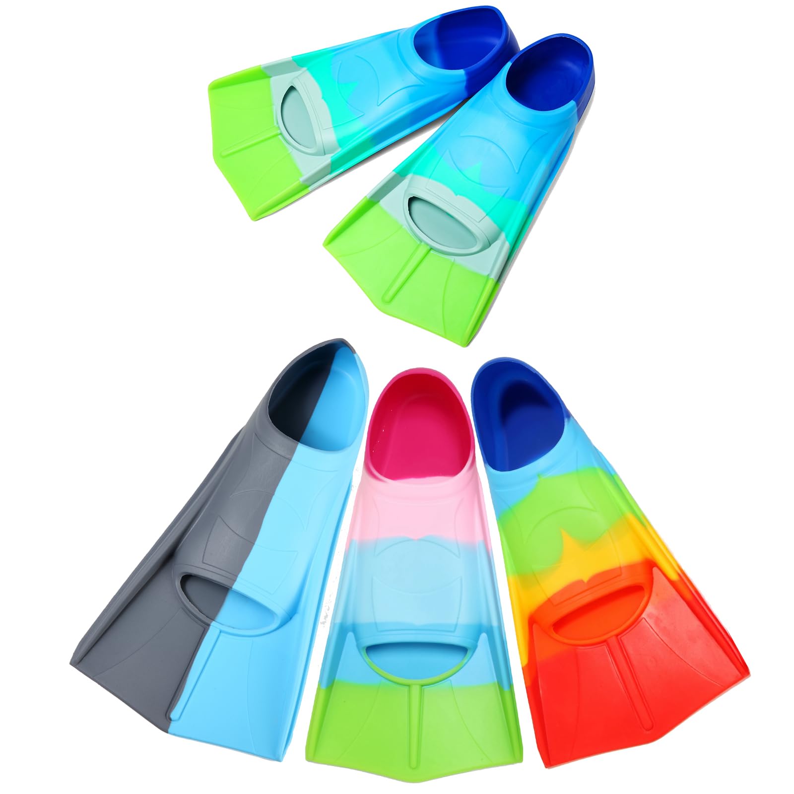**Kids Swim Fins - Short Blade Non-Slip Heel Pool Training Flippers for Youth | Lightweight Design for Swimming Lessons & Beach Fun**