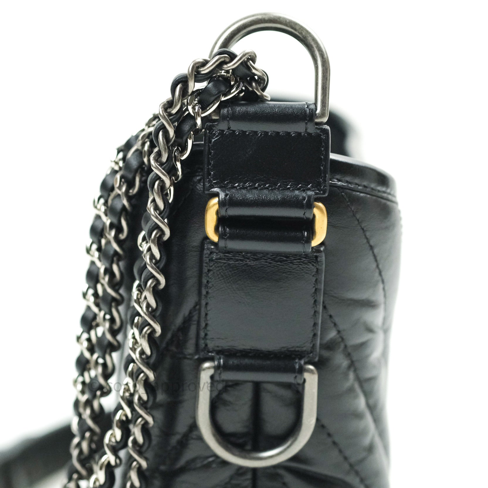 Chanel Small Chevron Gabrielle Hobo Bag in Black Calfskin with Mixed Hardware - Perfect for Everyday Use, Work, and Special Occasions