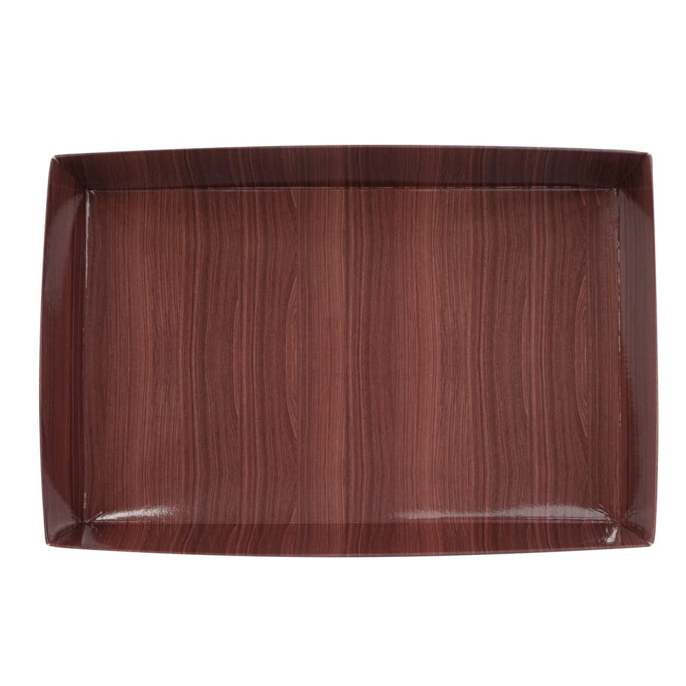 Restaurantware Matsuri Vision 9x6x1.5 Inch Large Disposable Sushi Trays - 100 Greaseproof Wood Grain Paper Sushi Containers for Entrees & Desserts (Lids Sold Separately) | Perfect for Japanese Restaurants, Catering, Takeout & Home Sushi Parties