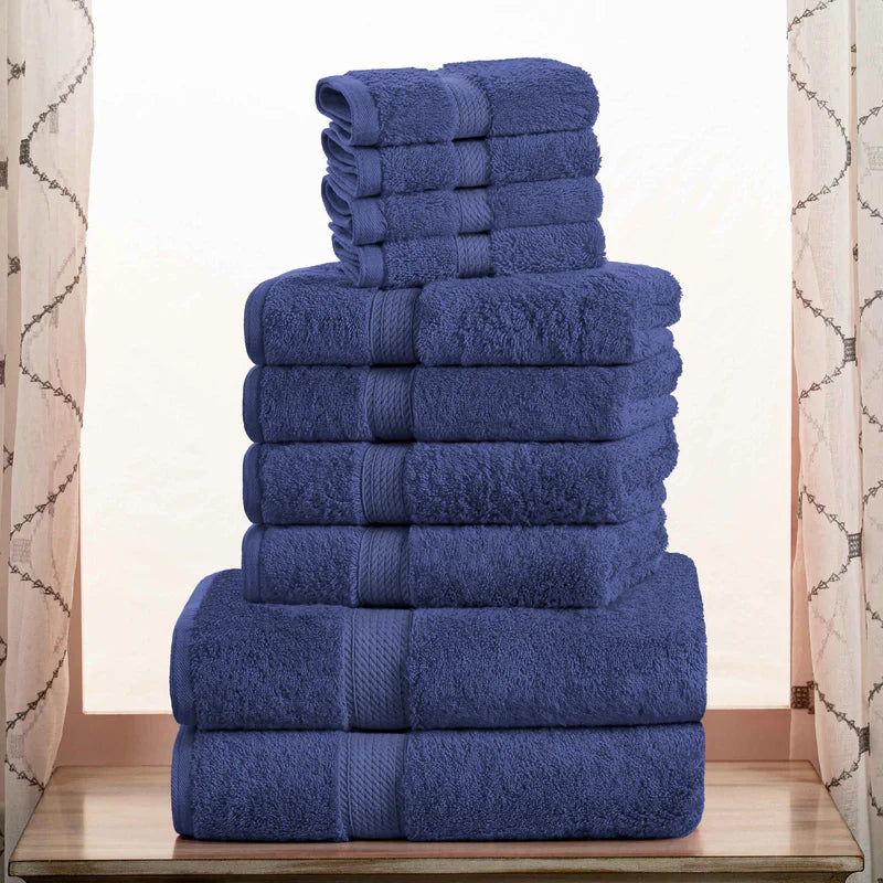 Premium Egyptian Cotton 10-Piece Towel Set - Ultra Soft, Heavyweight & Plush for Bath, Spa & Luxury Home Use