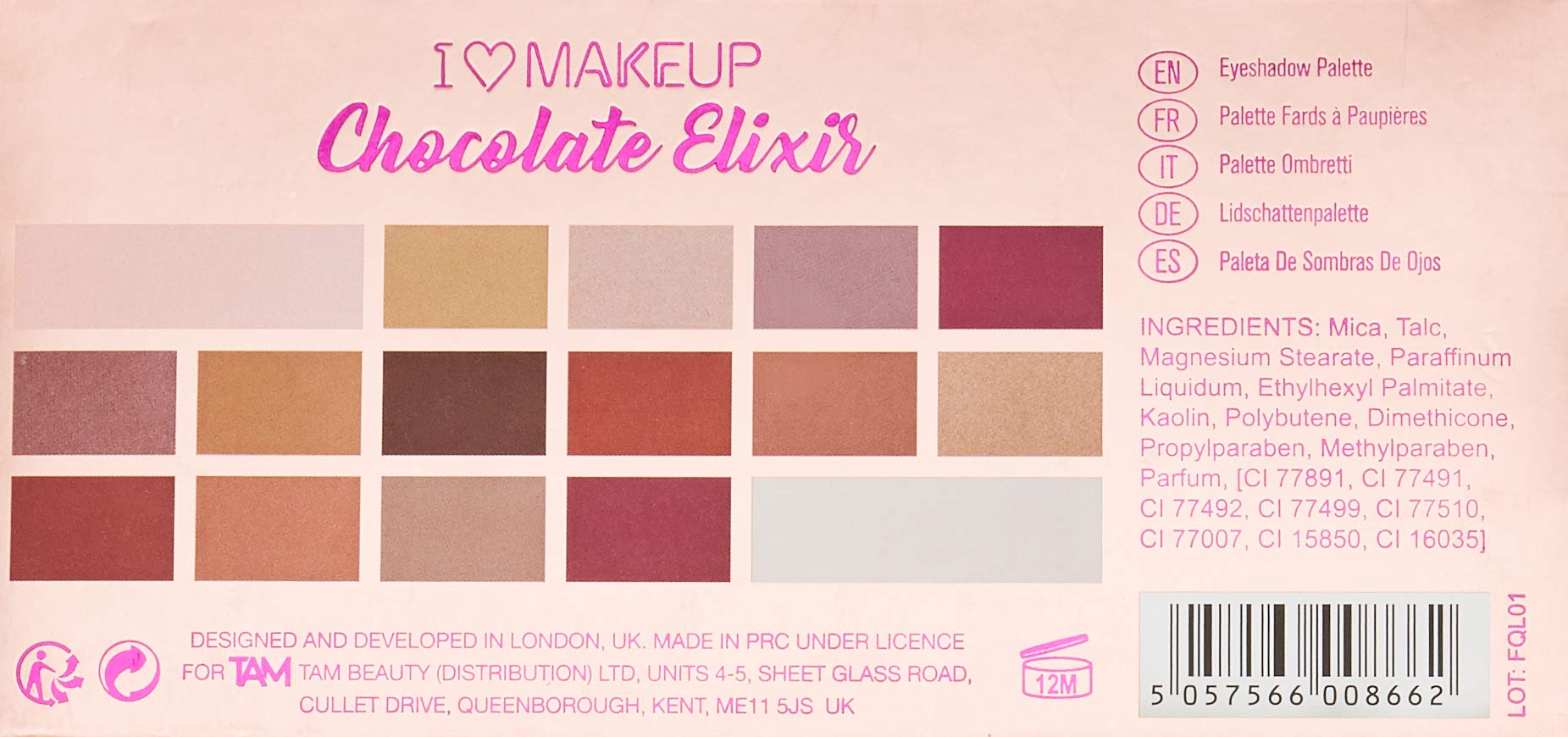 Makeup Revolution Eyeshadow Palette - I Heart Makeup Chocolate Elixir 16 Colors, Vegan & Cruelty-Free for Professional & Everyday Makeup Looks | Perfect for Day to Night Makeup, Bridal & Party Looks