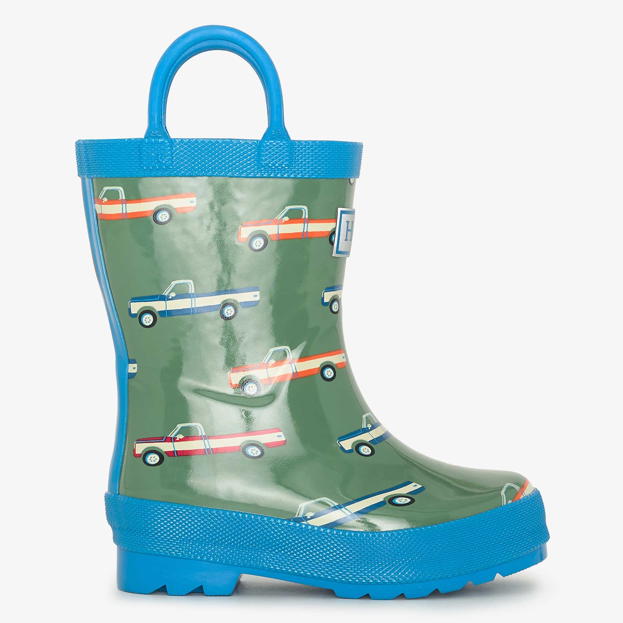 Hatley Big Trucks Shiny Rain Boots for Kids - Waterproof Rubber Boots with Fun Truck Design - Perfect for Puddle Jumping, Outdoor Play & Rainy Day Adventures