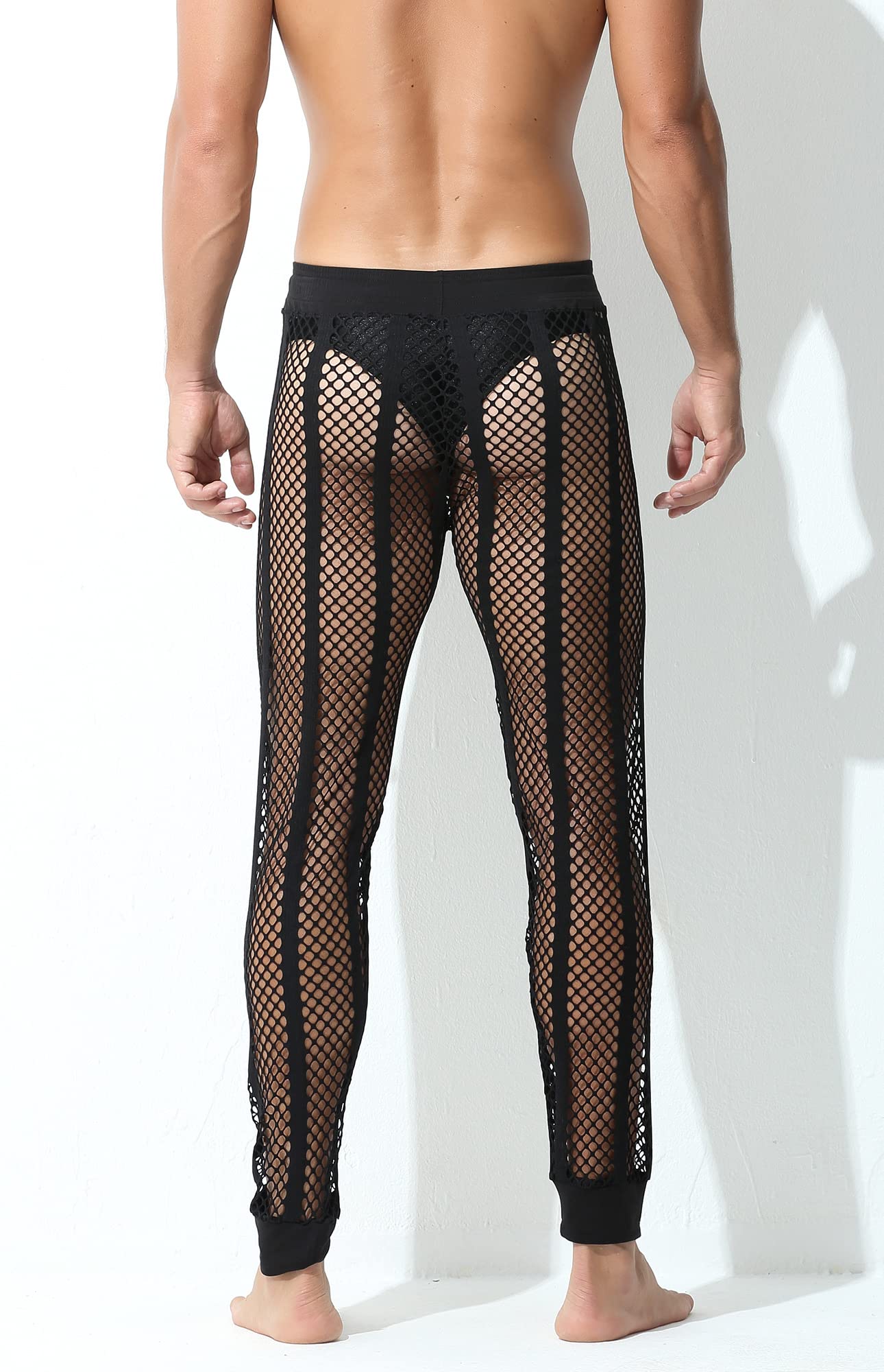 Panegy Men's Fishnet Legging Pants & Mesh Shorts - Breathable Drawstring Lounge Pants for Swimming, Gym, Beach & Casual Wear