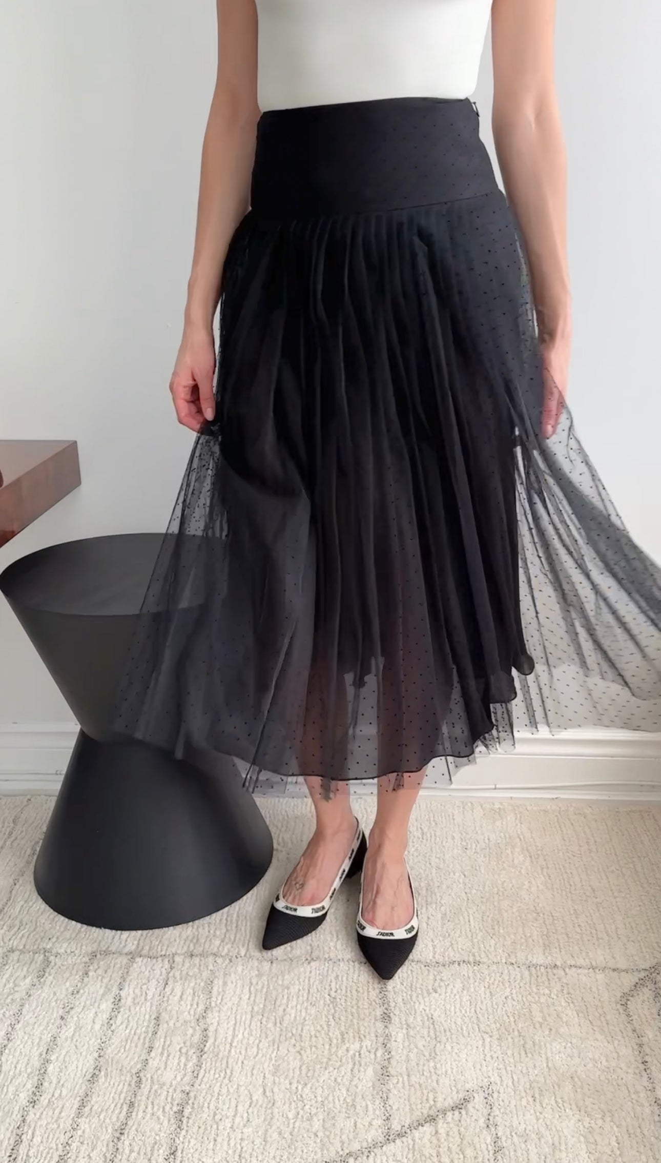 Christian Dior Black Tulle Net Skirt Size FR36 / US 4 - Elegant Evening Dress for Parties, Weddings & Special Occasions