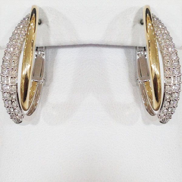 14K Two-Tone Diamond Stud Earrings for Women - Elegant Gold & Silver Hoop Earrings for Everyday Wear & Special Occasions
