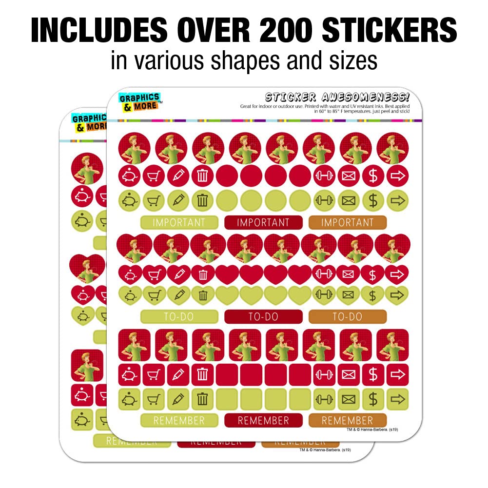 Scooby-Doo Shaggy Character Planner Stickers - Scrapbooking & Crafting Decorative Sticker Set for Bullet Journals, Planners, and DIY Projects