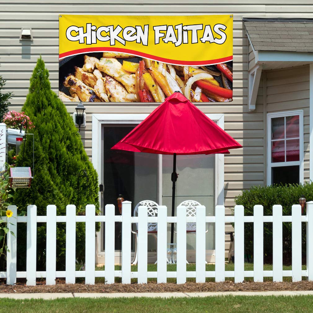 Custom Vinyl Banner - 48x96 Inches Weatherproof Outdoor Sign with 8 Grommets | Restaurant Advertising, Food Promotion & Industrial Yard Signs | Perfect for Chicken Fajita Specials, Business Events & Outdoor Marketing