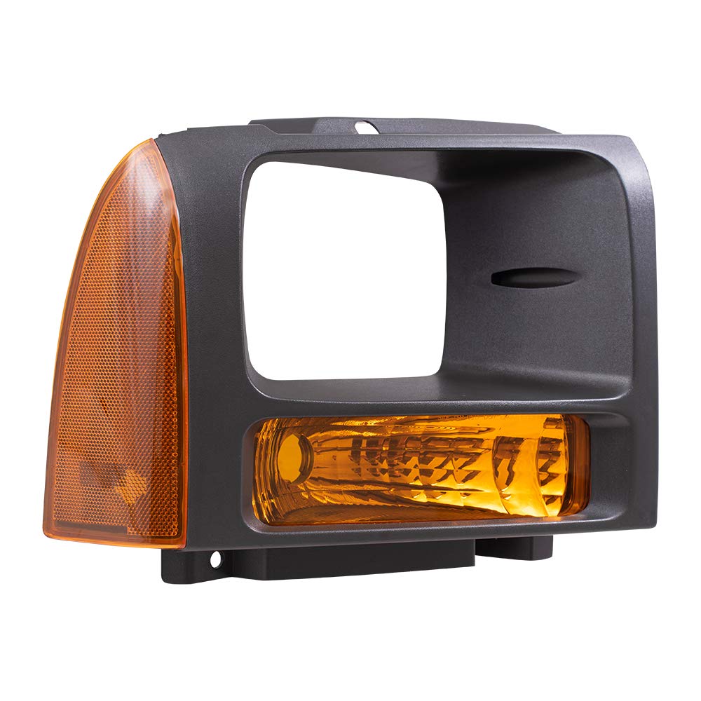 2005-2007 Ford F250 F350 F450 Super Duty Black Front Marker Lights - Replacement Driver & Passenger Side Park Signal Lamps with Black Bezels | Perfect for Off-Roading, Night Driving & Truck Customization