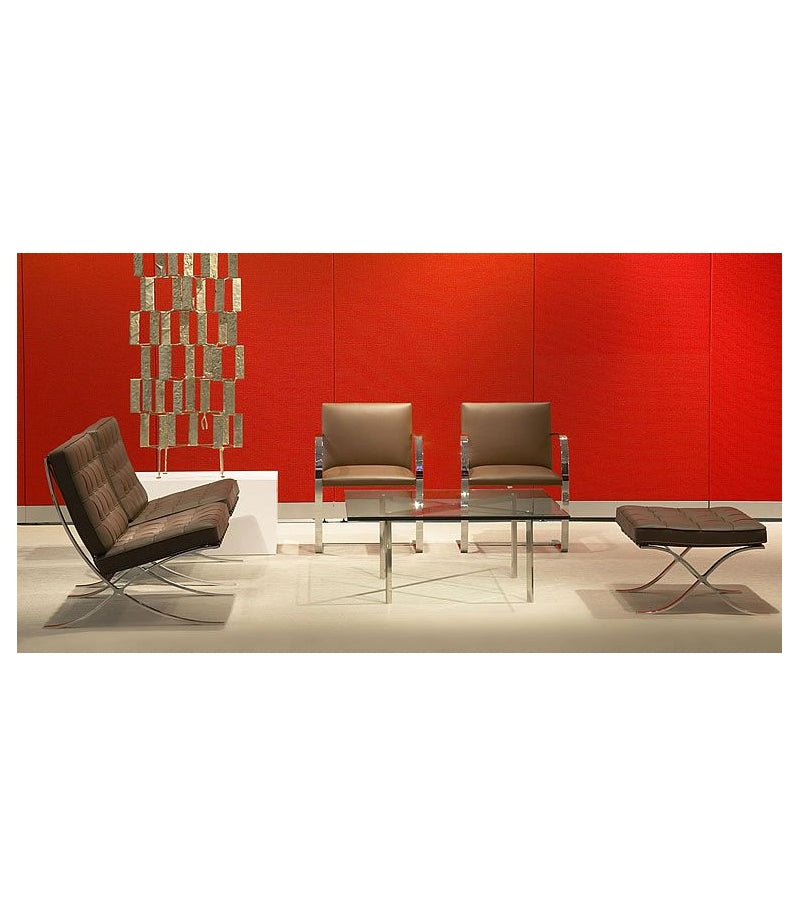Knoll Barcelona Chair - Modern Leather Lounge Chair for Living Room, Office & Luxury Spaces | Mid-Century Design, Durable Stainless Steel Frame, Premium Cushioning