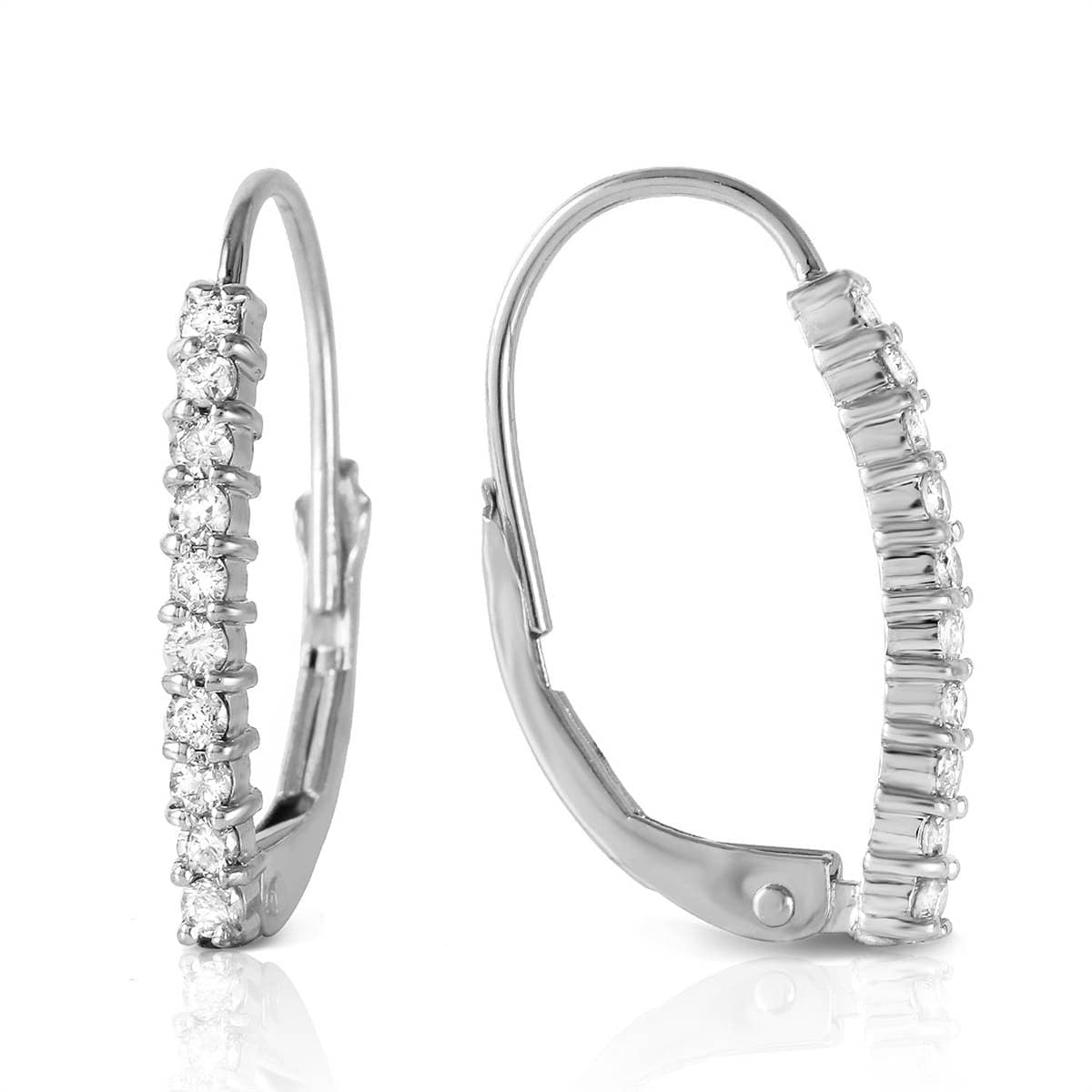 0.3 Carat 14K Solid White Gold Leverback Earrings with Natural Diamond - Elegant Everyday Jewelry for Women, Perfect for Work, Date Night & Special Occasions