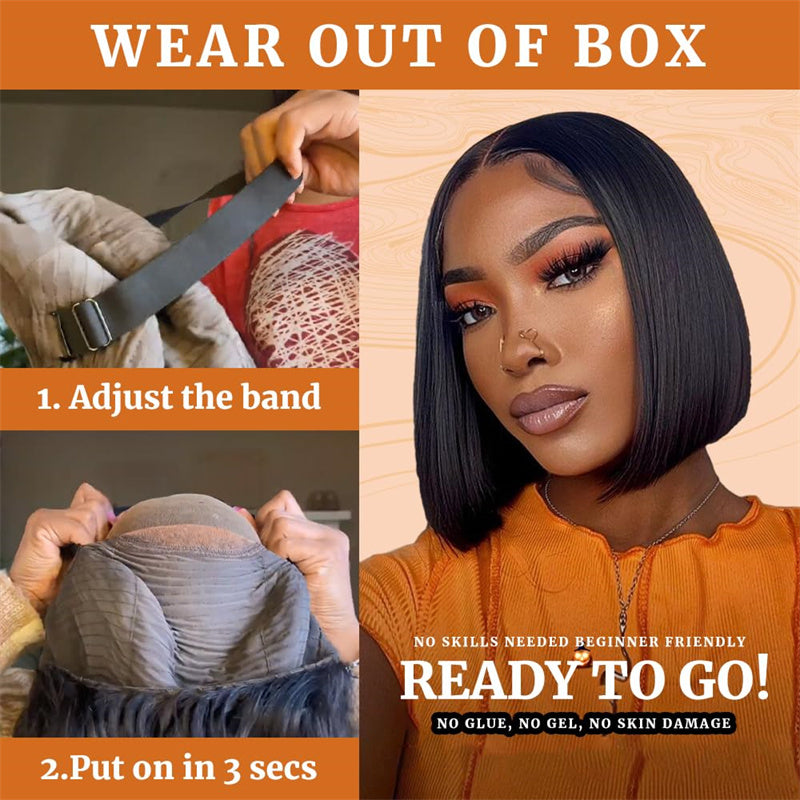 Eullair Short Curly Glueless Bob Wig | Lace Front Human Hair Wigs | Straight & Body Wave Lace Frontal Wig for Women | Perfect for Daily Wear, Cosplay & Special Occasions