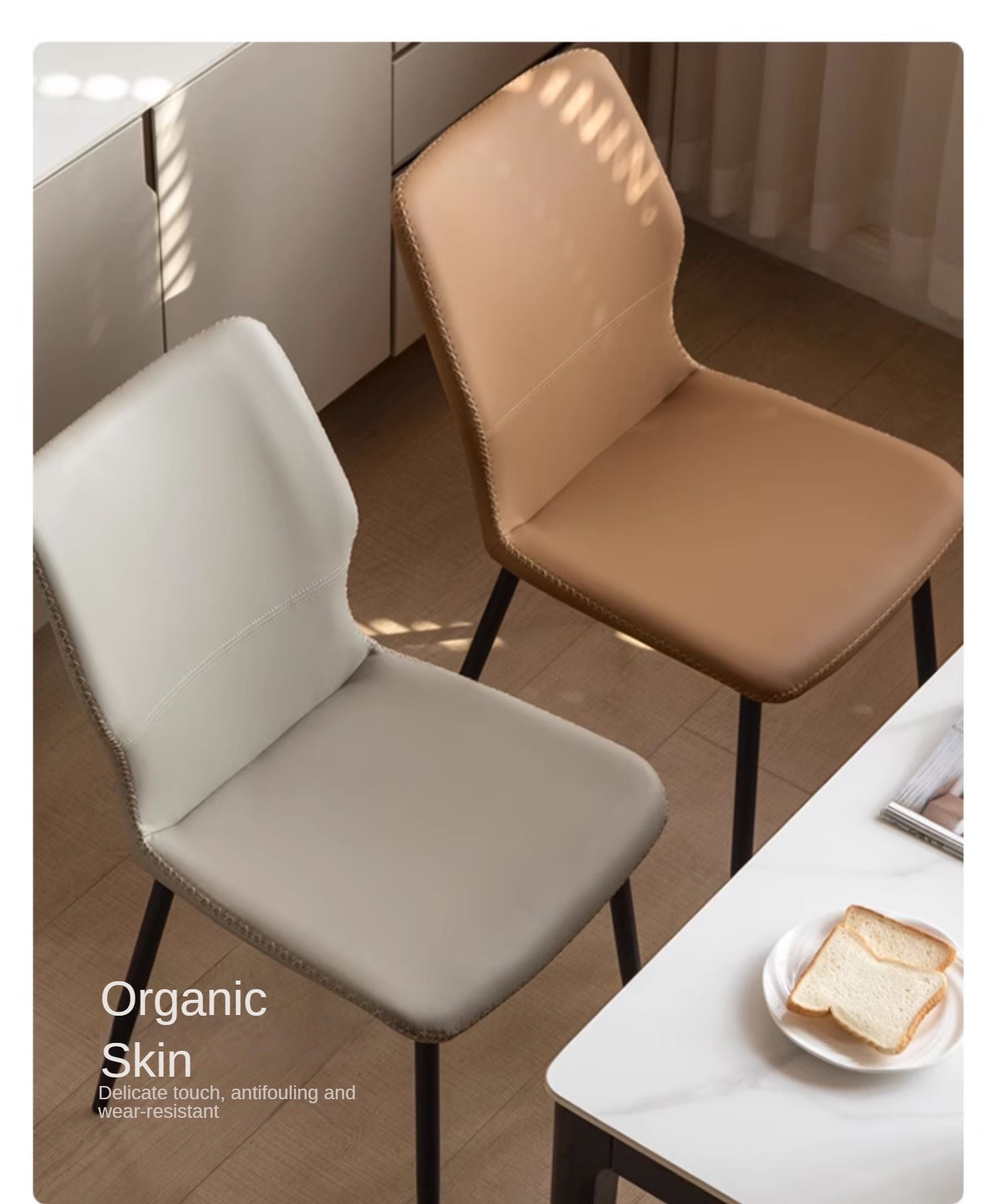 Premium Organic Leather Soft Dining Chairs - Set of 4 for Living Room, Dining Room & Office - Eco-Friendly & Comfortable Seating Furniture