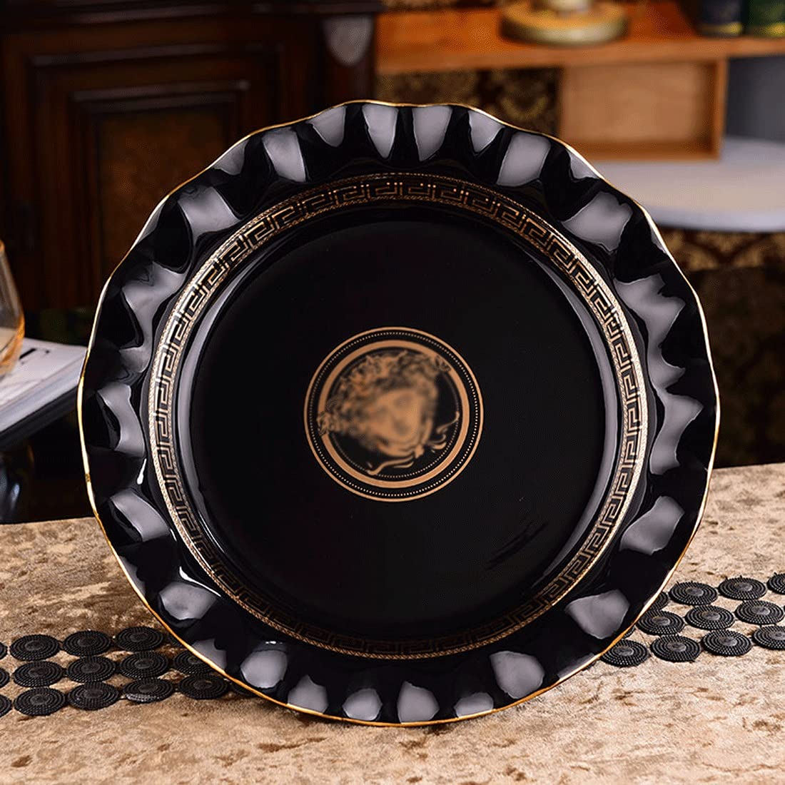 Ceramic Fruit Bowl Set - Elegant Cake Stand & Serving Tray for Coffee Table Decor - Perfect for Living Room, Kitchen & Party Display (3-Piece)