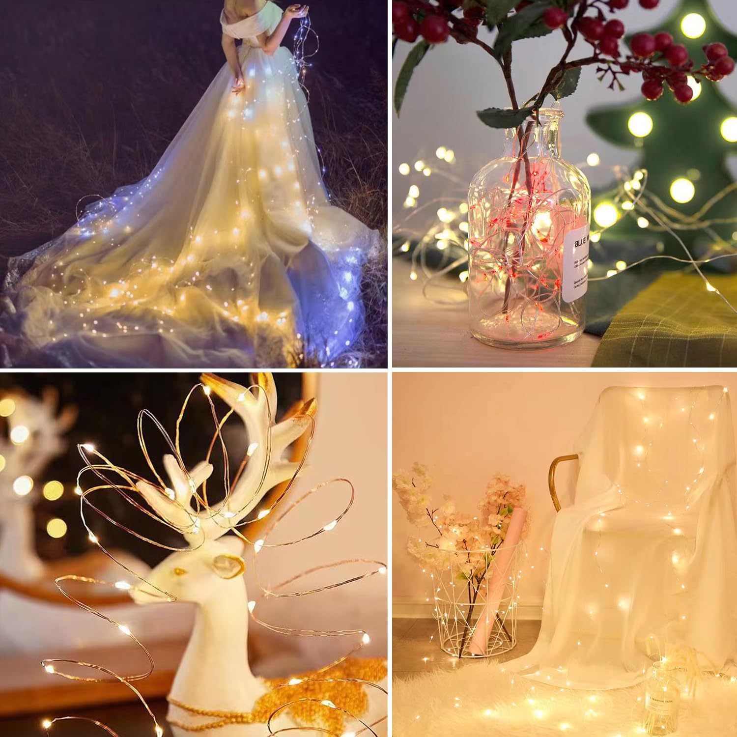 4 Pack LED Fairy Lights Battery Operated with Timer - 3M 30 LED Firefly String Lights, Warm White Copper Wire Twinkle Lights for Bedroom, Christmas, Wedding, Party, Garden & Home Decorations - Perfect for Indoor and Outdoor Decorative Lighting