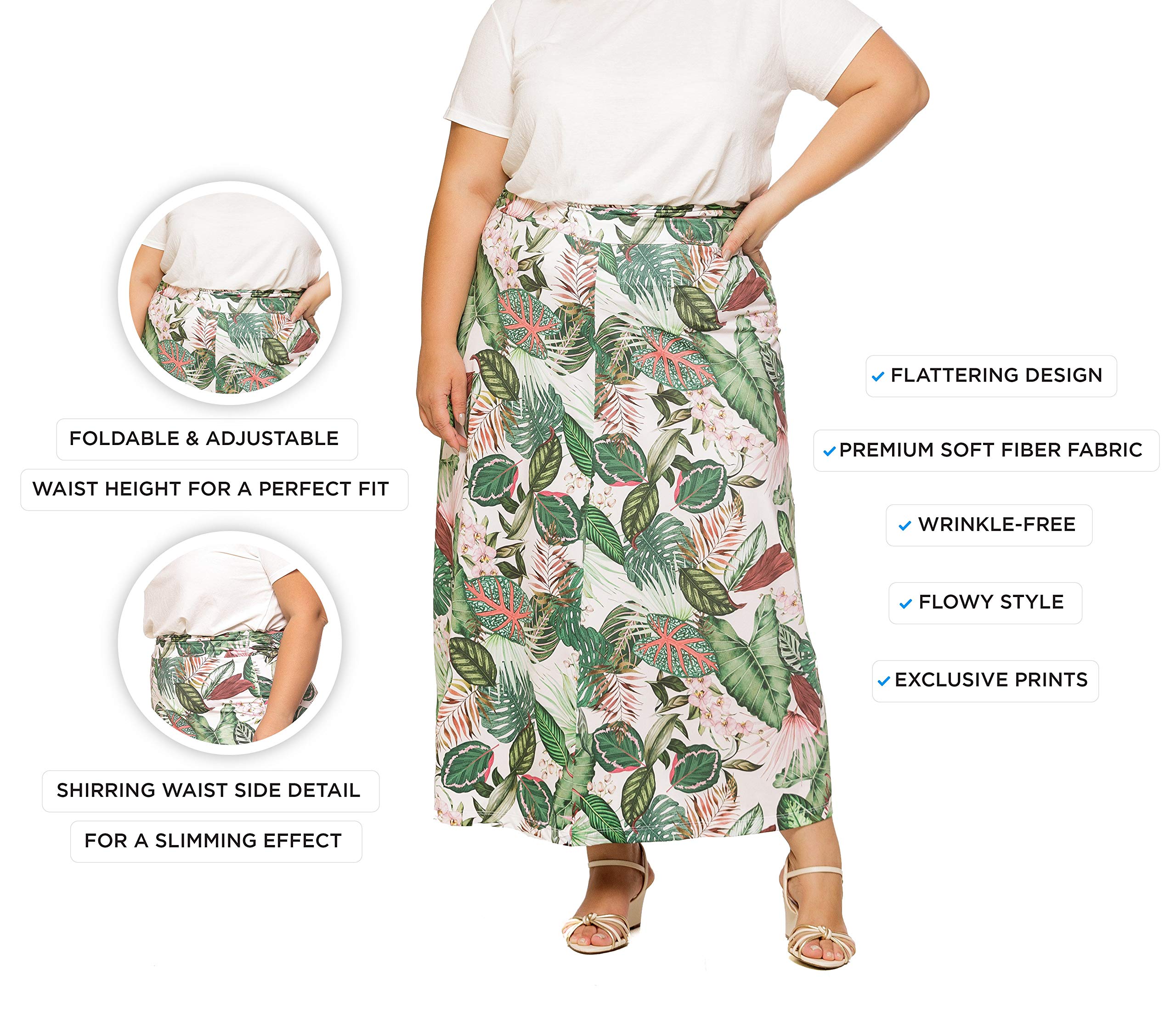 Plus Size Maxi Skirt for Women - Stretchy Spandex High Waist Long Skirt 1X-5X - Perfect for Beach, Vacation & Summer Outfits