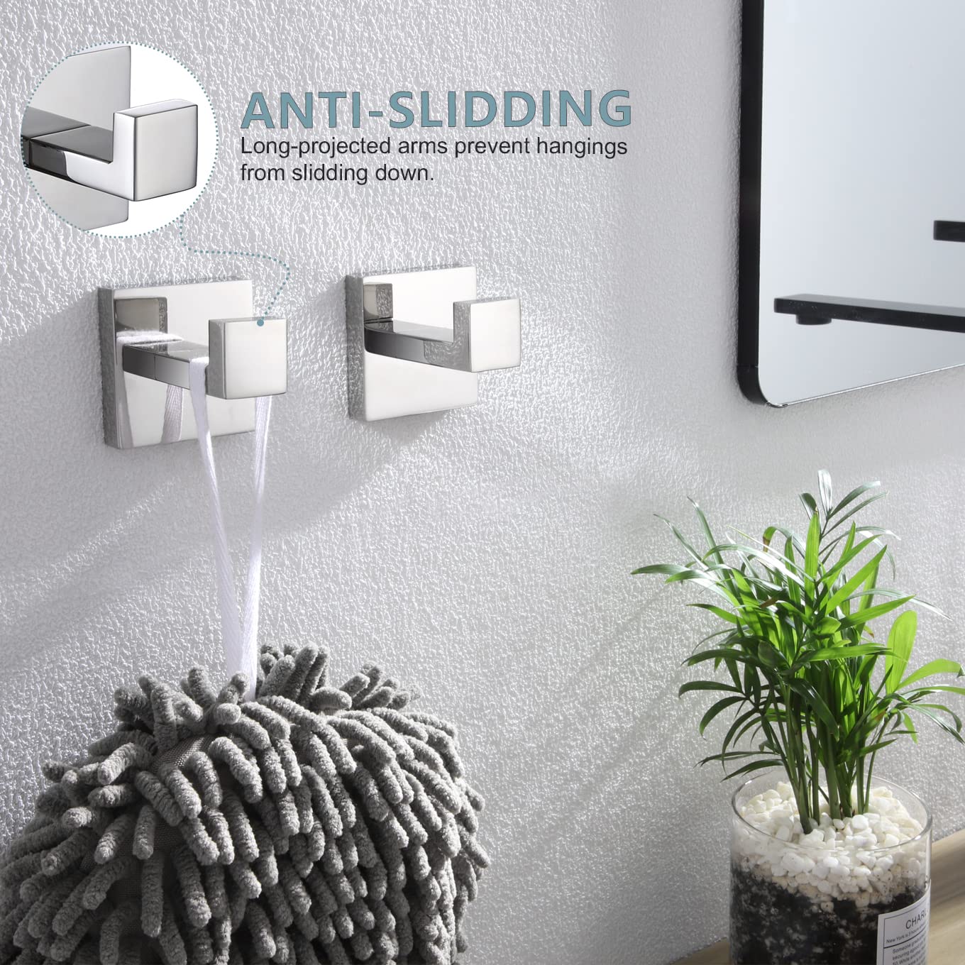 36-Inch Stainless Steel Towel Bar - Modern Bathroom Towel Holder & Coat Hook - Wall Mounted SUS 304 Polished Chrome - Perfect for Bathrooms, Bedrooms & Entryways - KOKOSIRI B05A3-CH-L36