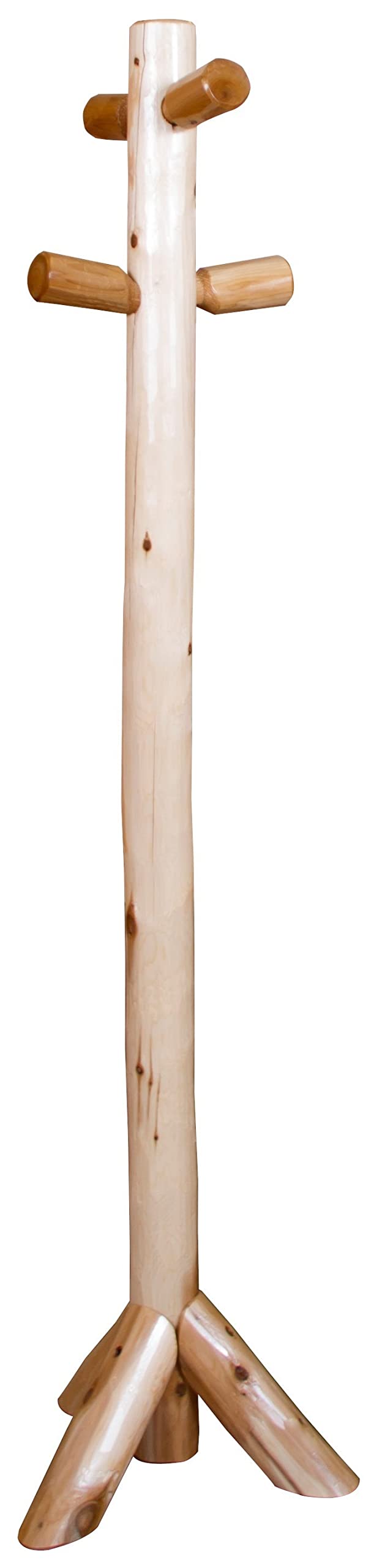 White Cedar Log Coat Tree Stand - Rustic Wooden Coat Rack for Entryway & Mudroom - Furniture Barn USA - Perfect for Hanging Jackets, Hats & Scarves in Cabin, Lodge or Farmhouse Decor