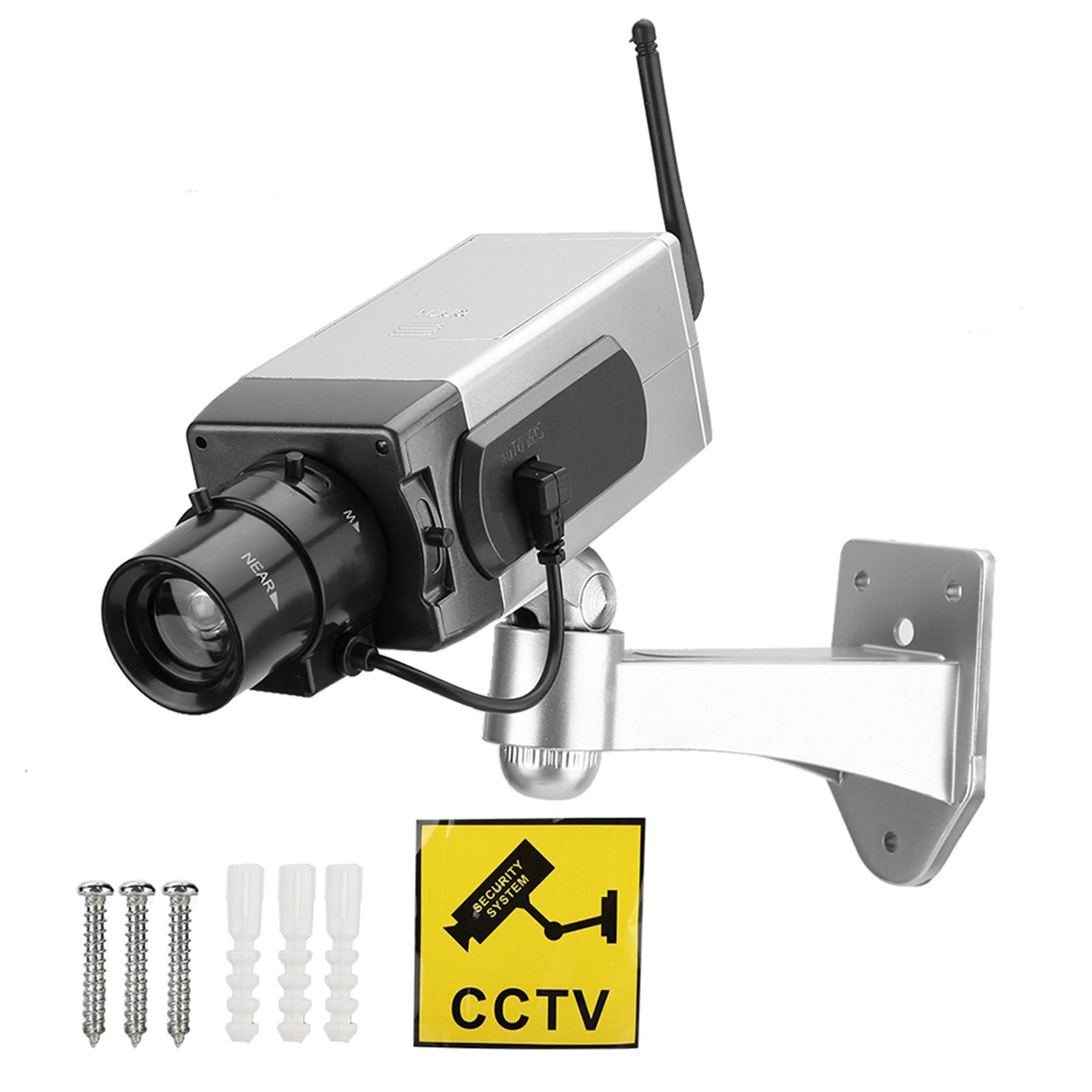 Realistic Fake Security Camera with Red LED Light - Indoor/Outdoor Dummy CCTV Surveillance Camera - Perfect for Home, Office & Retail Security Deterrent