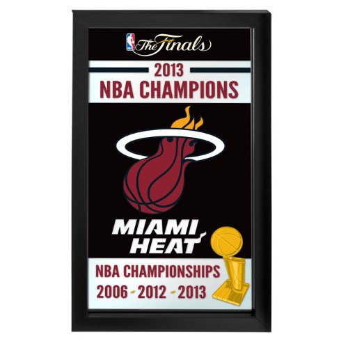 NBA Miami Heat 2013 Championship Framed Logo Mirror - Perfect for Sports Fans, Man Cave Decor, and Basketball Memorabilia Collectors