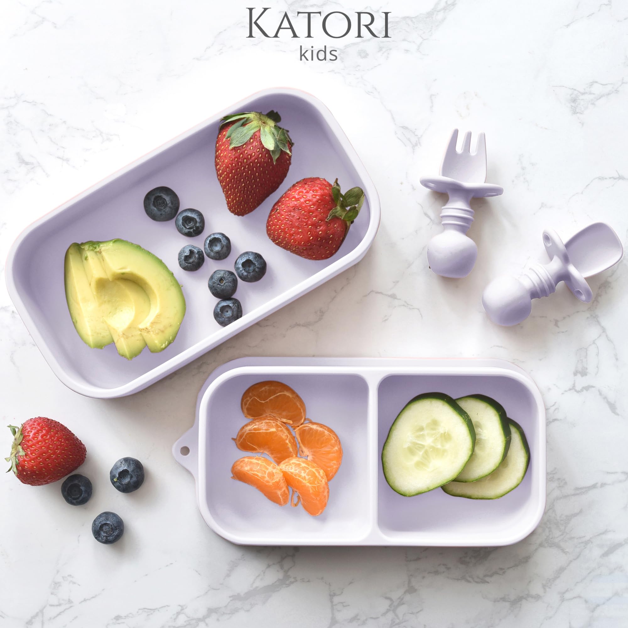 KATORI KIDS 5-Piece Suction Plate Baby Travel Feeding Set with Non-Slip Silicone Bowl, Toddler Plate & Storage Bag | BPA-Free Dishwasher Safe Baby Essentials | Perfect for Airplane, Car Trips & Restaurant Dining