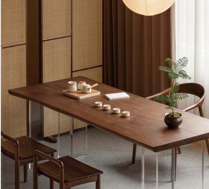 Premium Black Walnut Solid Wood Natural Edge Dining Table – Handcrafted Large Board for Rustic & Modern Home Decor – Perfect for Family Gatherings & Dinner Parties