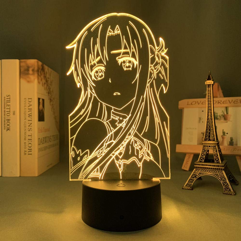 Anime 3D Illusion LED Night Light - Sword Art Online Asuna Acrylic Lamp with Remote (16 Colors) | Bedroom Decor, Christmas Gift, Gaming Room Lighting