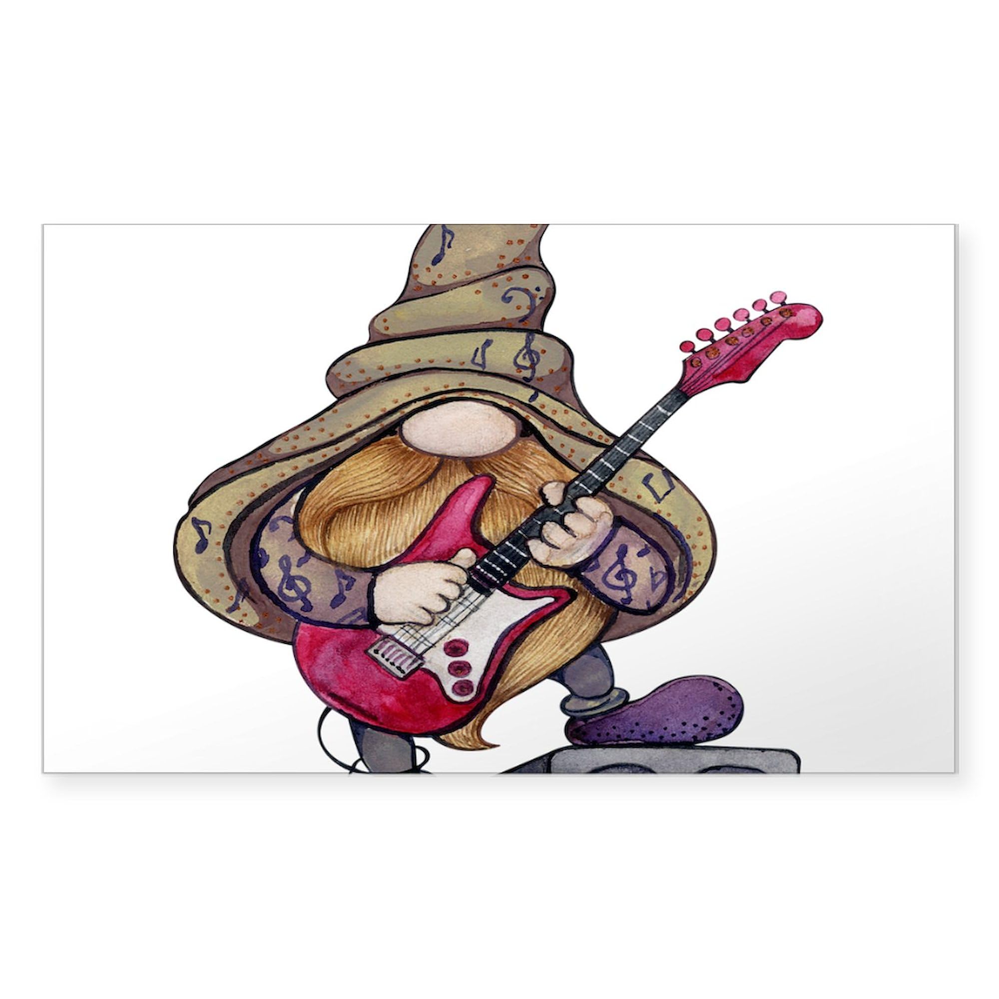 Gnome Guitar Player Sticker - Funny Band Member Gift Idea - Rectangle Bumper Decal for Cars, Laptops & Windows - Perfect for Music Lovers & Rock Fans