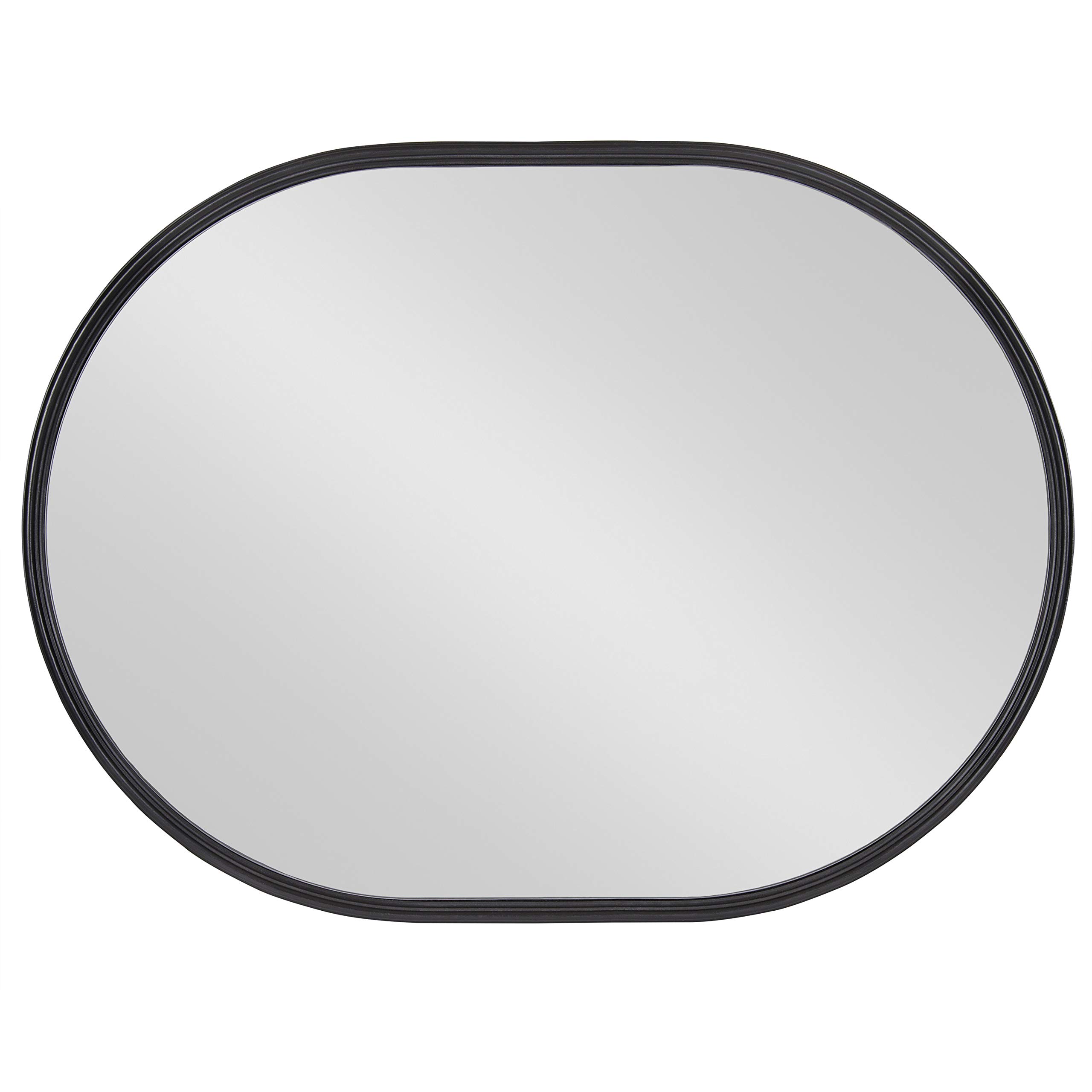 Kate and Laurel Caskill Modern Oval Mirror - 18x24 Inch Black Capsule-Shaped Wall Mirror for Entryway, Living Room, Bathroom Decor - Perfect for Home, Office & Vanity Makeup Area