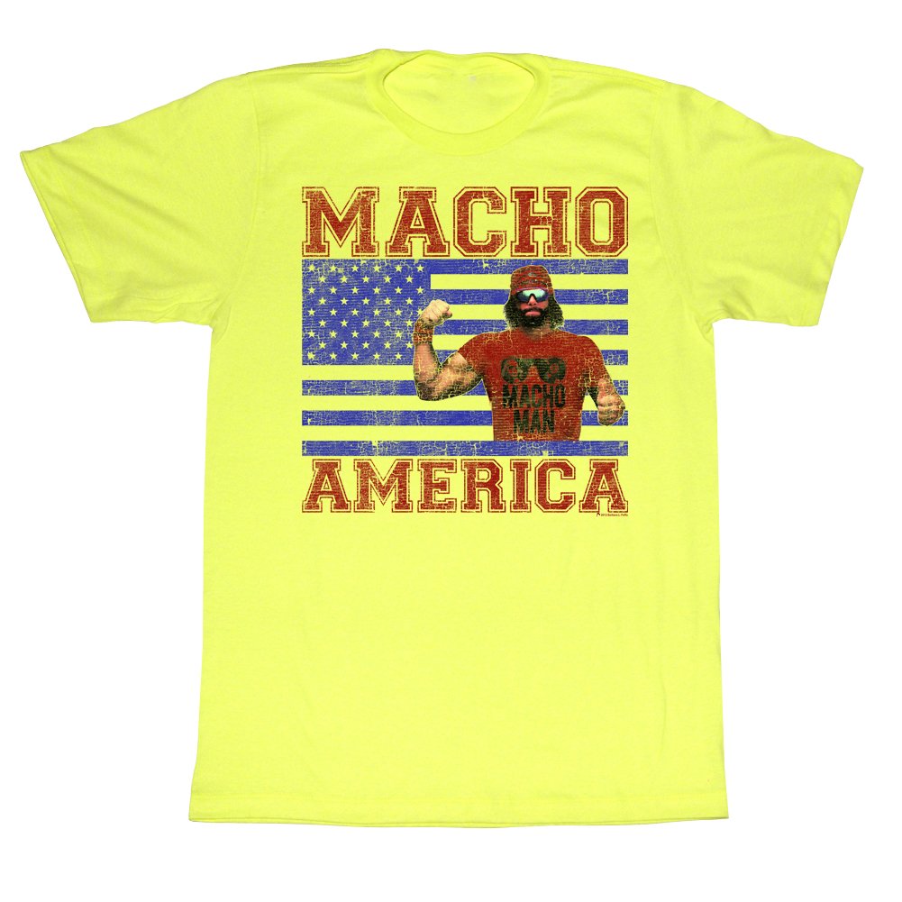 Macho Man Wrestler T-Shirt - Vintage American Wrestling Tee for Men - Comfortable Cotton Yellow Shirt - Perfect for Wrestling Fans, Gifts & Casual Wear