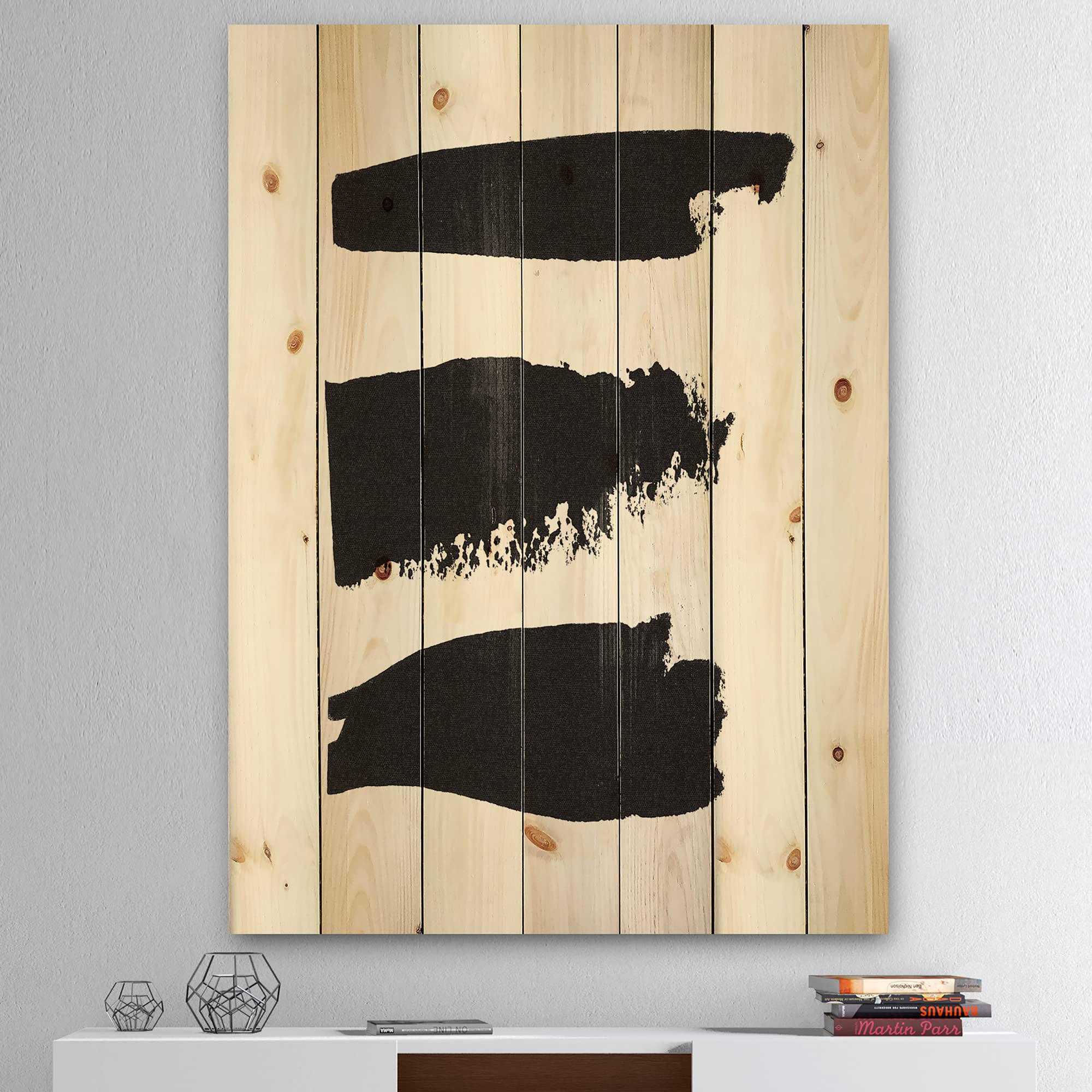 Mid-Century Modern Black and White Geometric Wood Wall Art - Large Abstract Pine Wood Wall Panels for Home & Office Decor | Perfect for Living Room, Bedroom, or Workspace