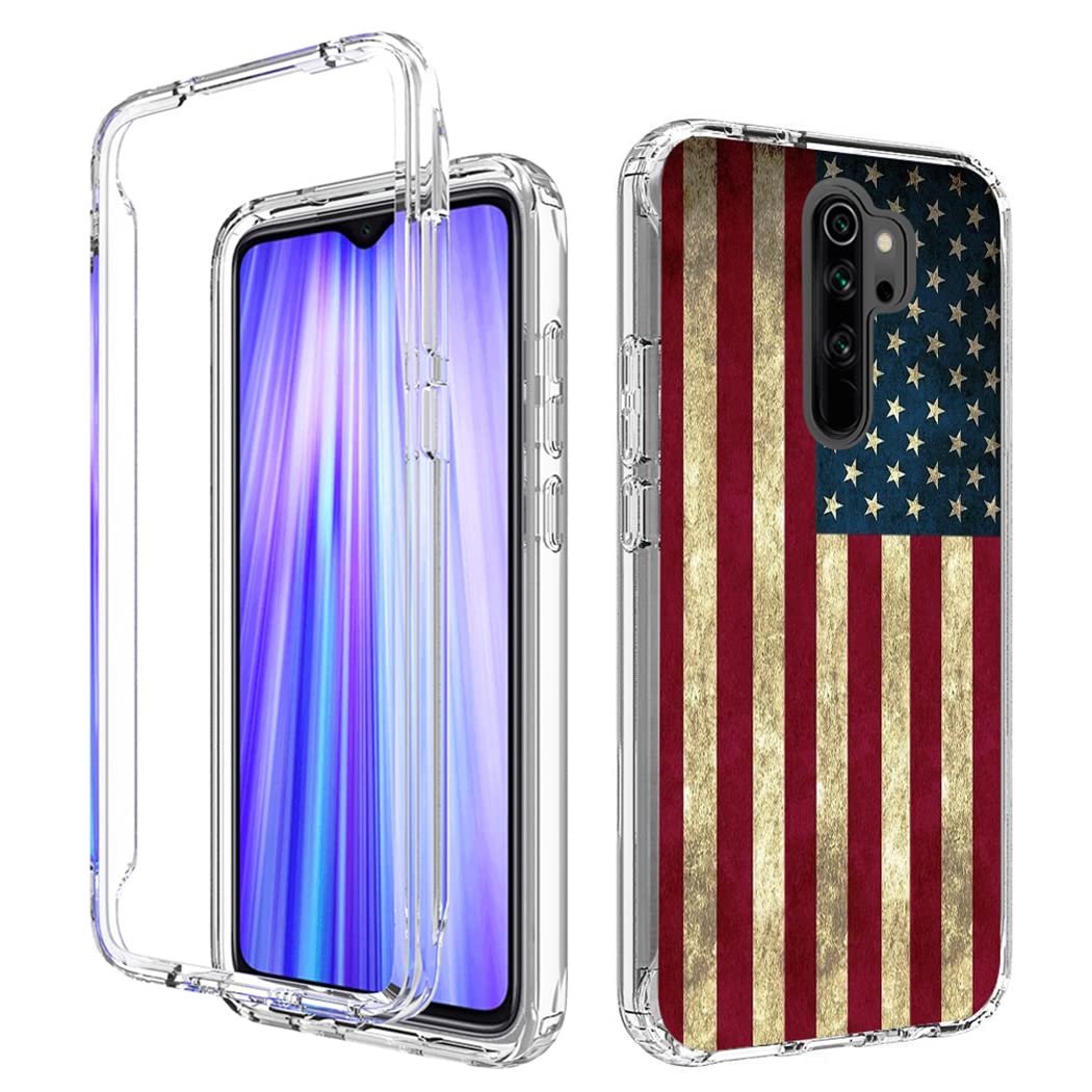 **Redmi Note 8 Pro Phone Case with Tempered Glass Screen Protector - Clear USA Flag Design, Full Body Protective Cover for Xiaomi Redmi Note 8 Pro | Perfect for Daily Use, Travel & Outdoor Activities**