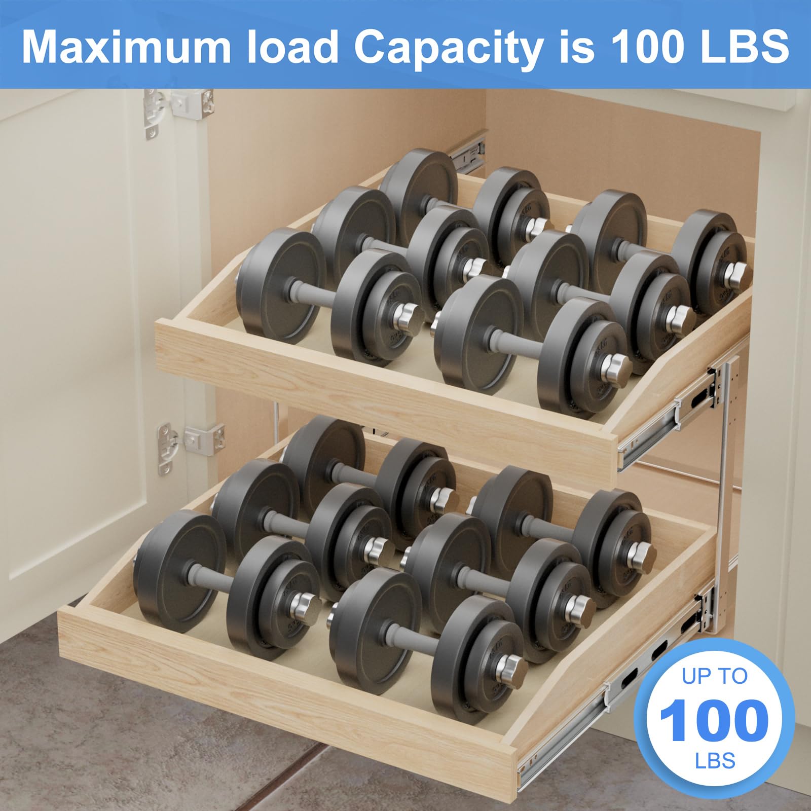 2-Tier Soft Close Pull-Out Cabinet Organizer 19.5