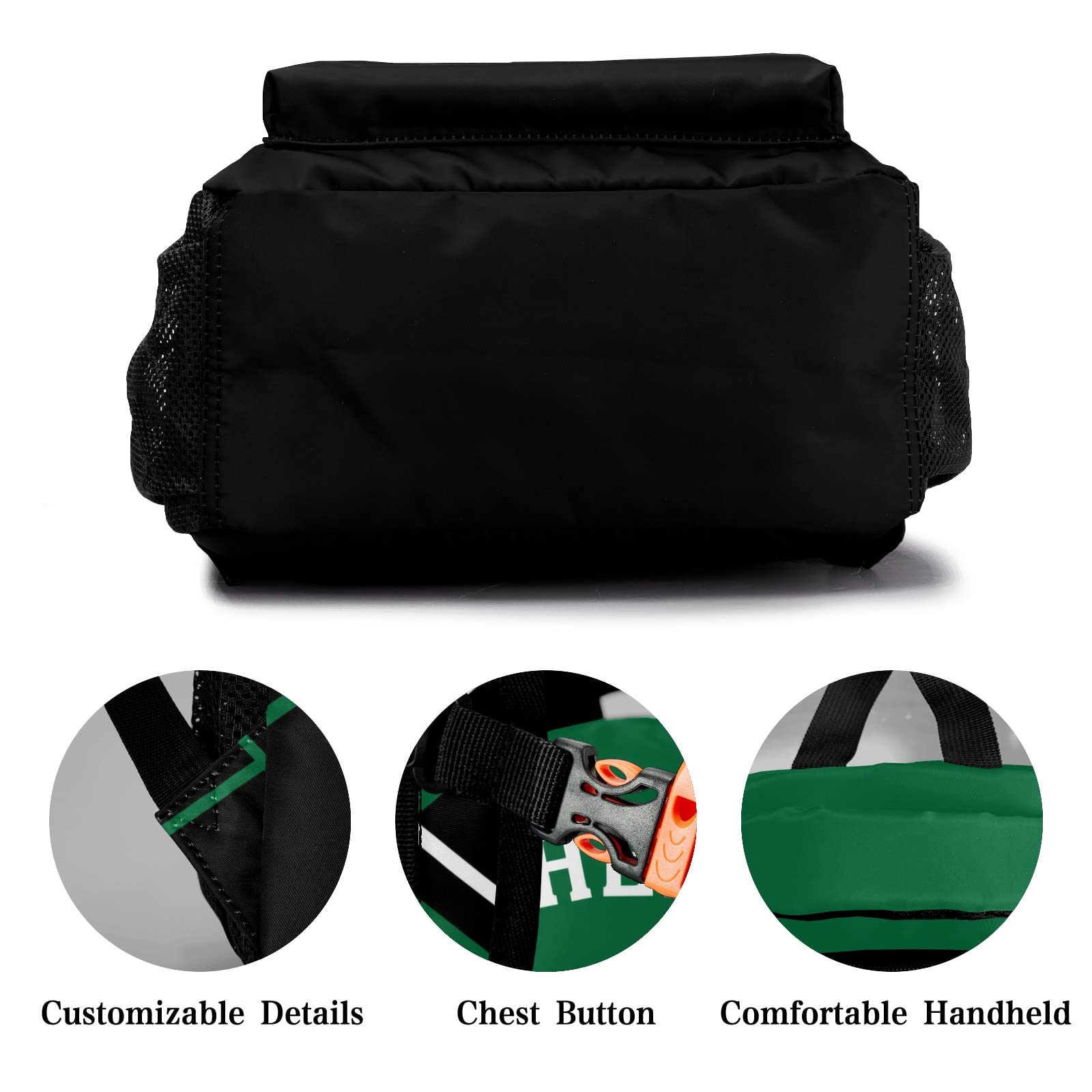 Waterproof Green Cheerleader Backpack with Custom Name Text - Unisex Sports Bag for Women & Men - Perfect for Cheerleading, School, Gym & Travel