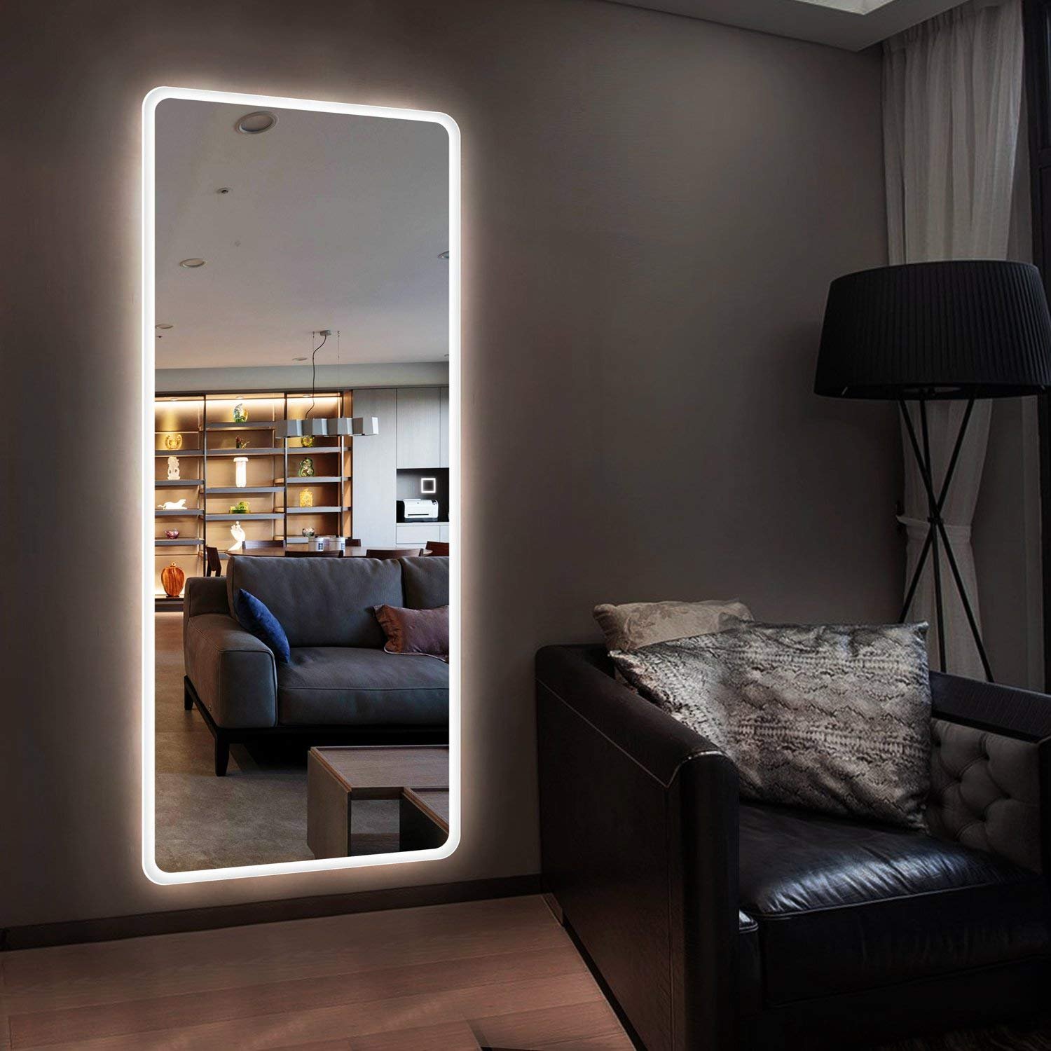 H&A LED Full Length Wall Mirror with Lights - Anti-Fog Bathroom Vanity Mirror with Touch Control, 65