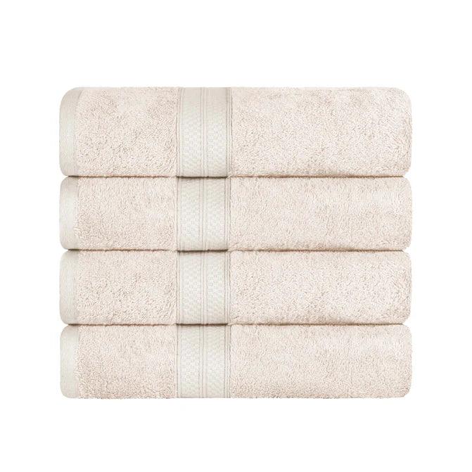 Ultra Soft Rayon Bamboo Cotton Blend 4-Piece Bath Towel Set | Premium Absorbent Quick-Dry Towels for Spa, Bathroom & Beach