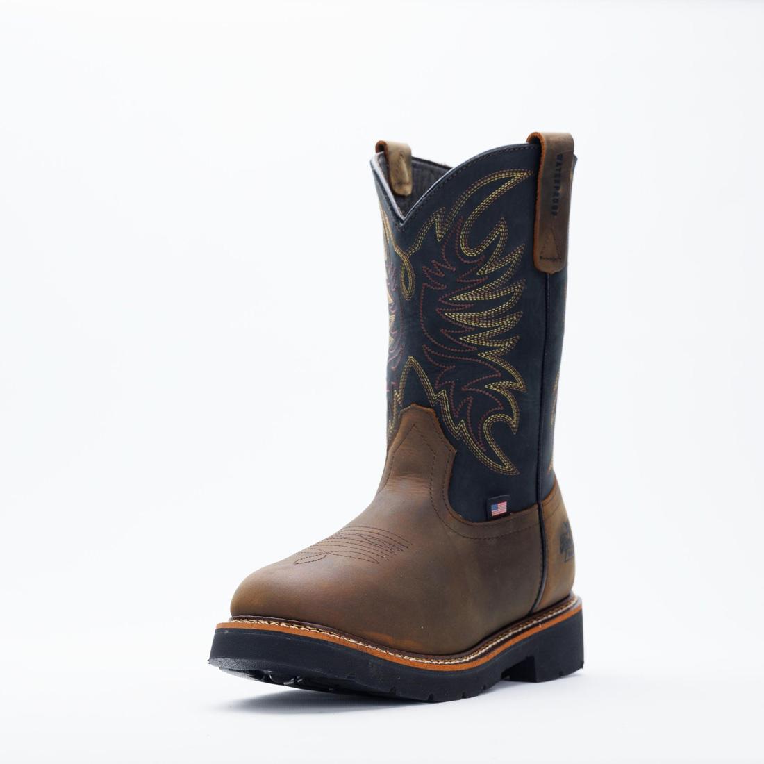 Waterproof Square Toe WGTN 11 Boots for Men - Crazy Horse Leather Black - Ideal for Outdoor Work, Hiking & Winter Wear