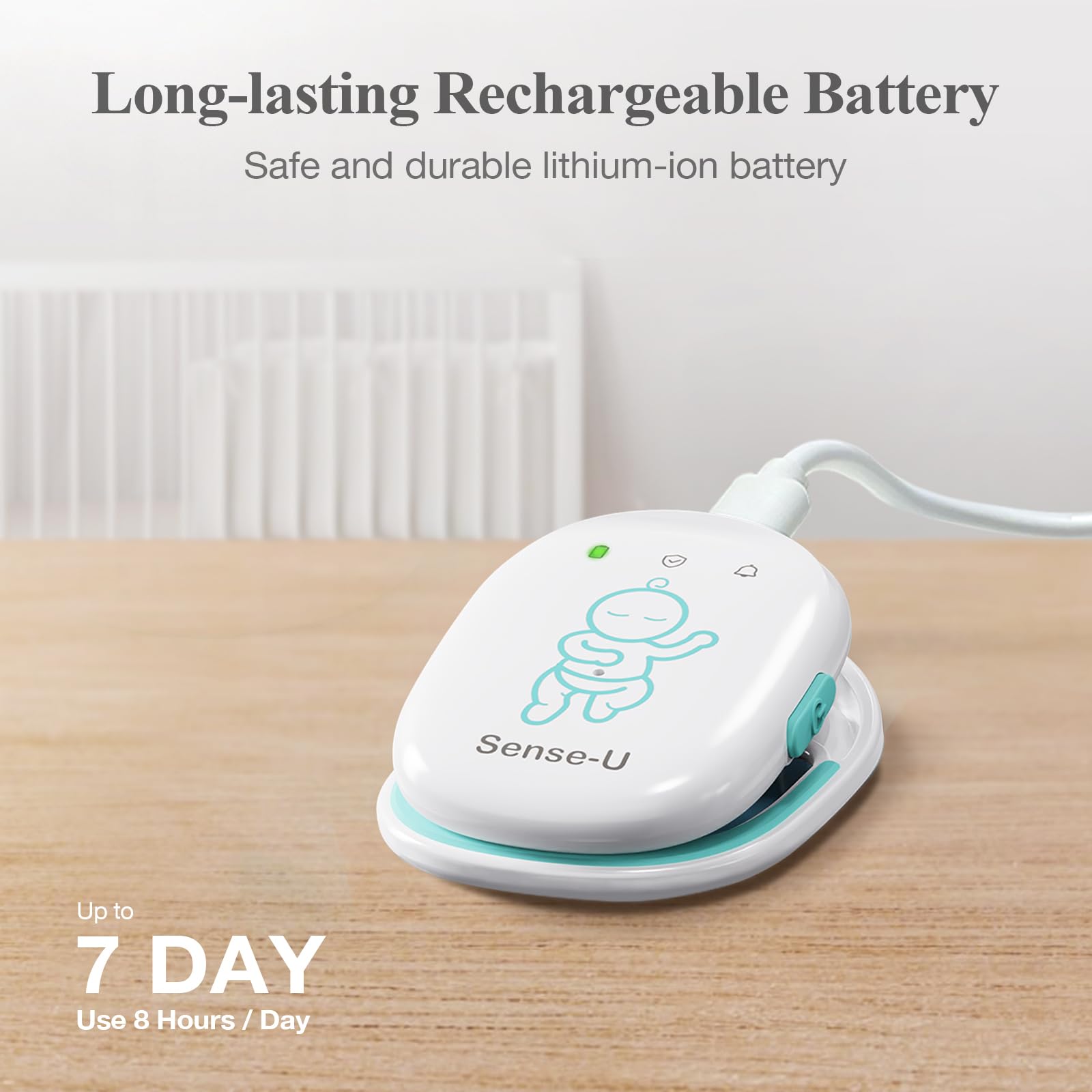 Sense-U Smart Baby Monitor Pro with Vibration & App Alerts – Tracks Breathing, Rollover & Temperature – Wearable Sleep Tracker for Infants (Blue) | Ideal for Newborns, SIDS Prevention & Peace of Mind Parenting