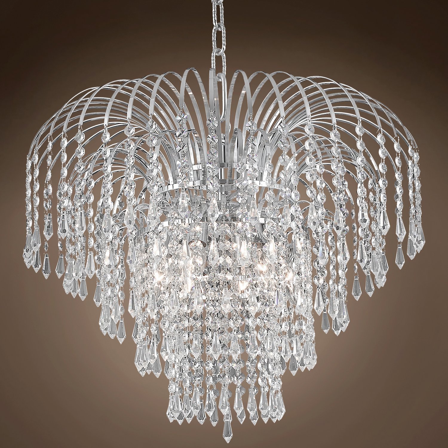 6-Light Chrome Chandelier with Swarovski Crystals for Dining Room