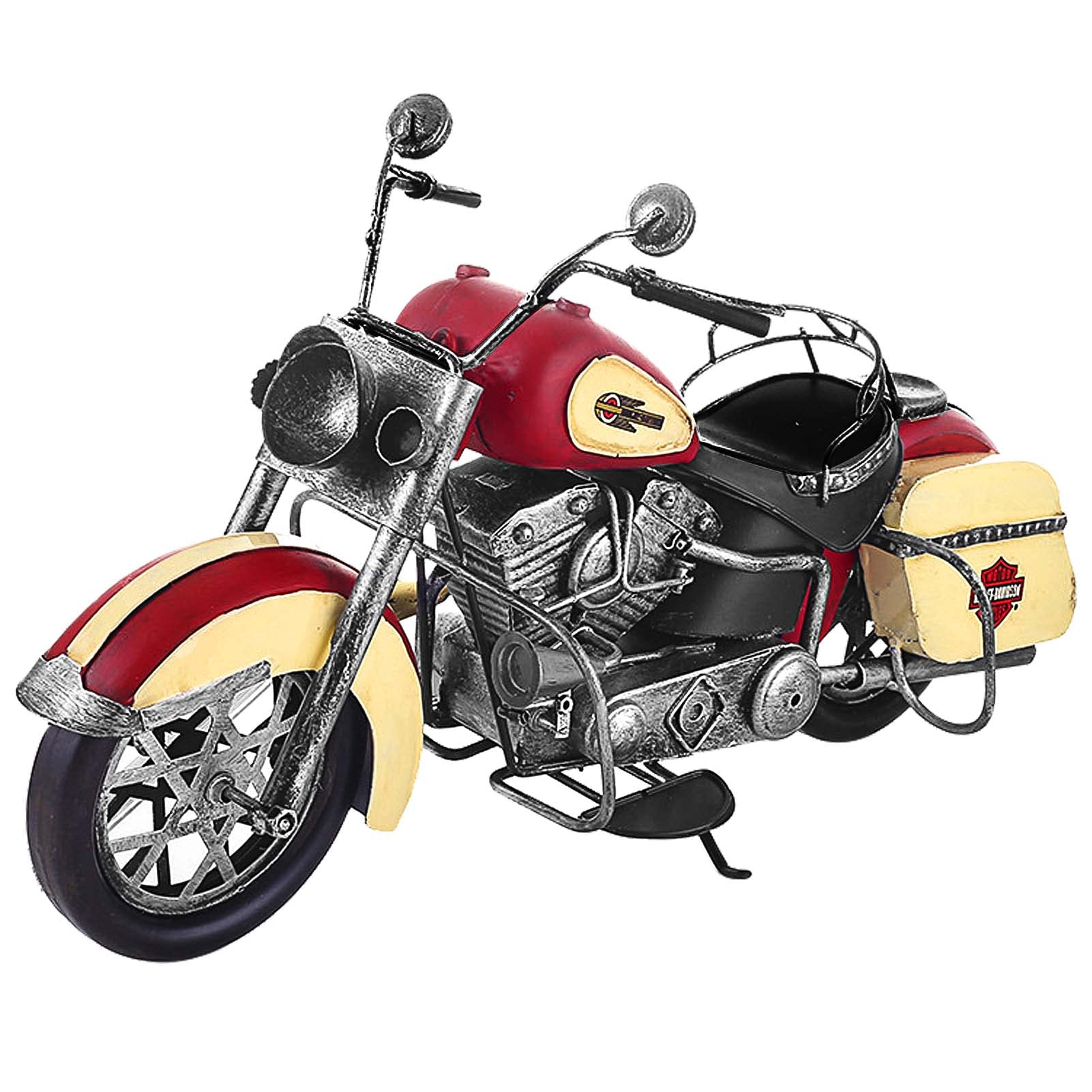 Vintage Handmade Metal Motorcycle Model Ornament - Collectible Motorbike Artwork for Motorcycle Lovers, Cool Desk Decor for Office & Home Display