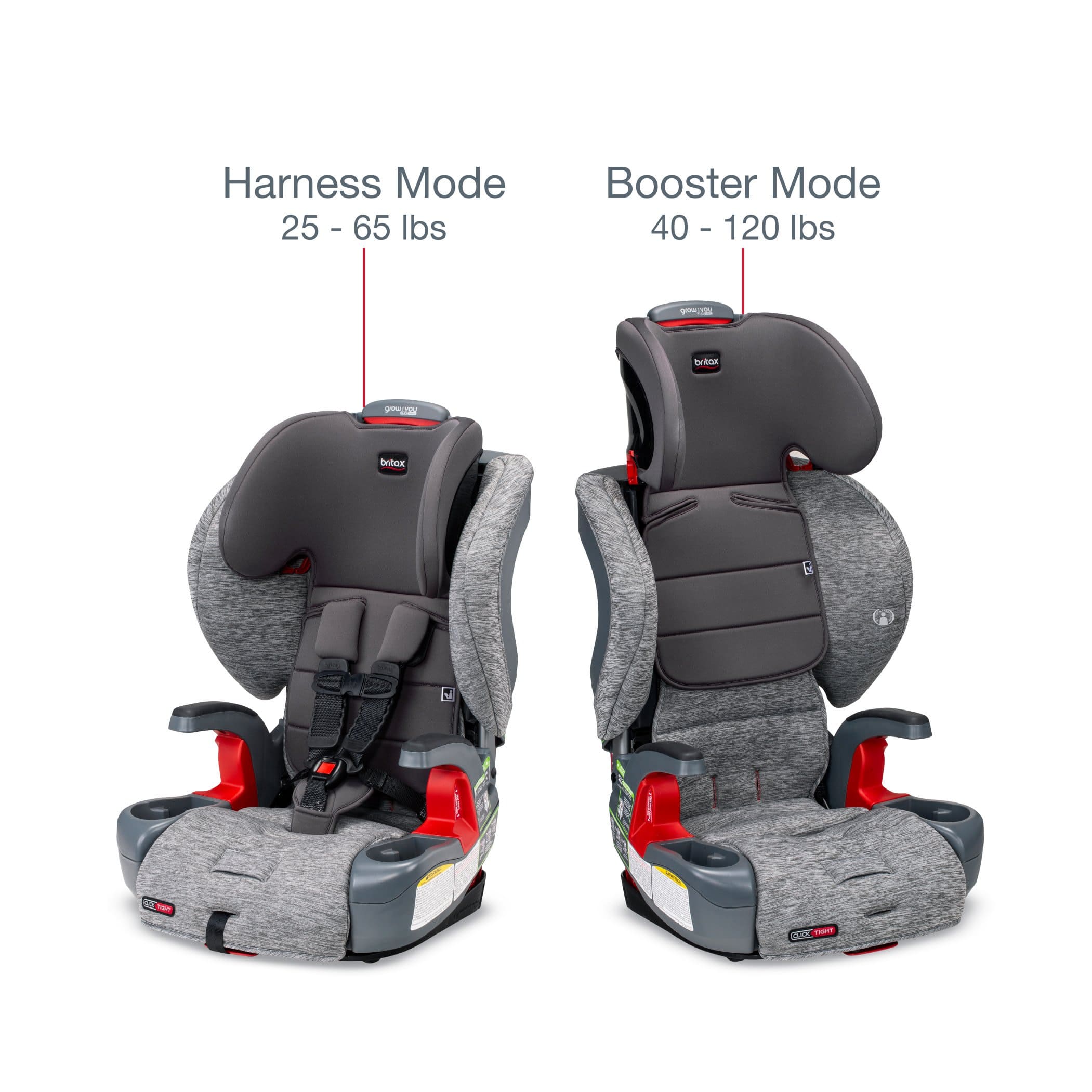 Britax Grow With You Clicktight Booster Car Seat - Safe & Adjustable for Kids 3-12 Years - Perfect for School, Travel & Family Road Trips